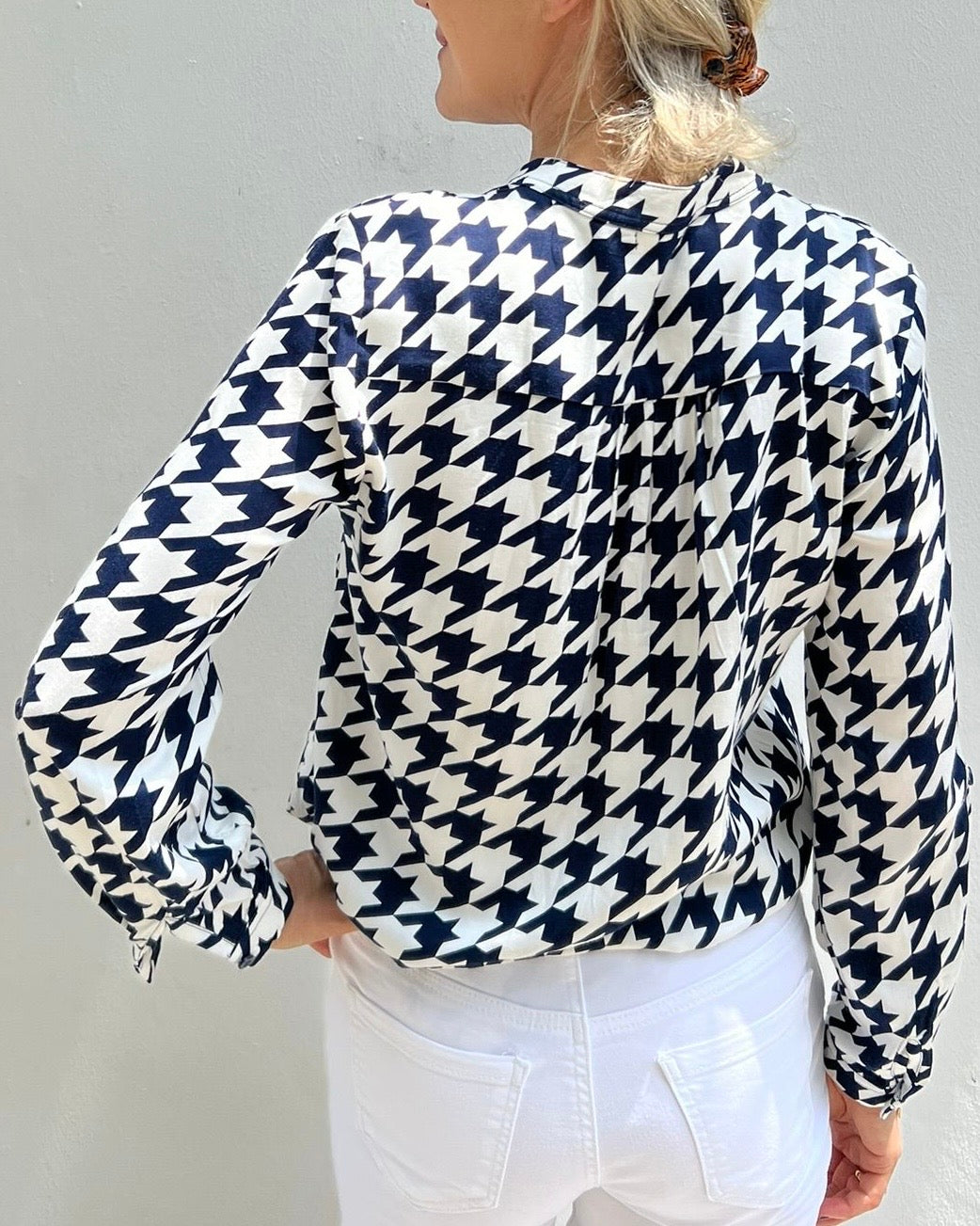 Eden Top - Navy Houndstooth