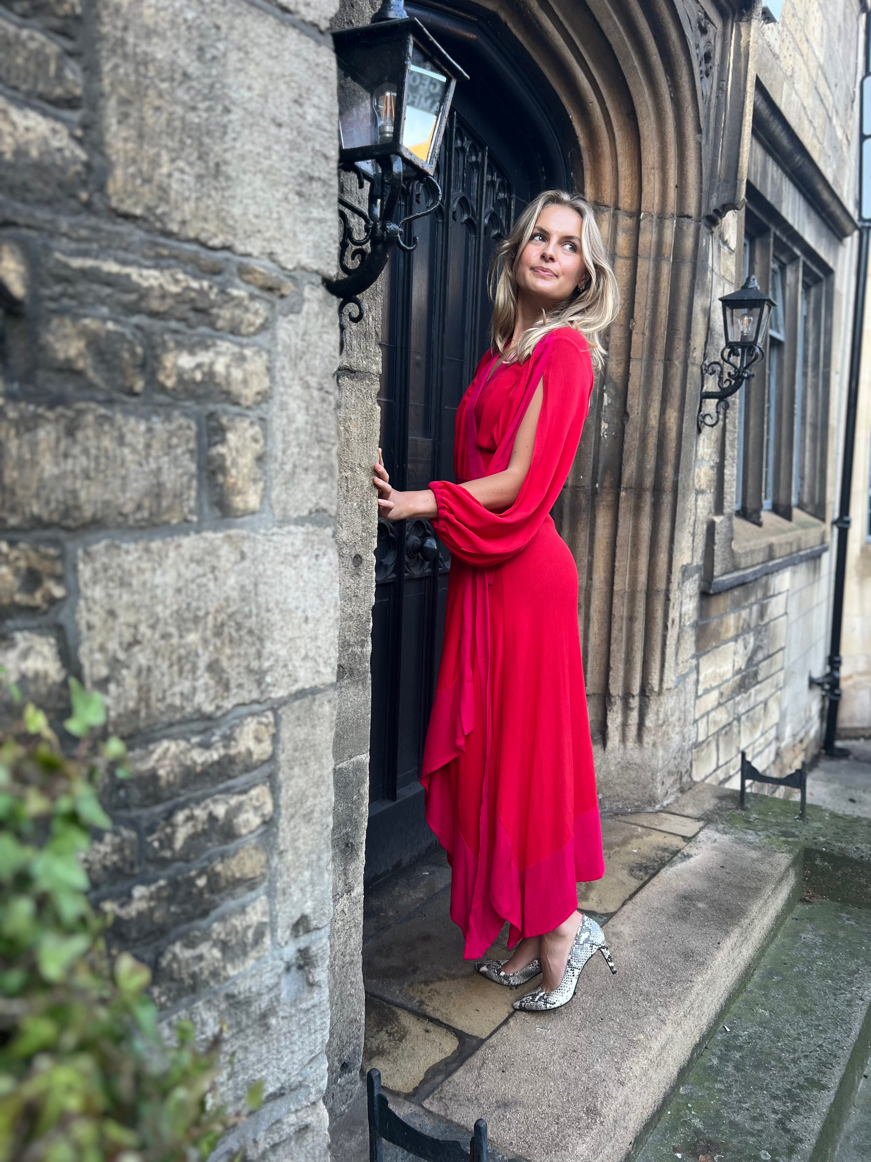 Camilla Dress -Red / Pink Crinkle