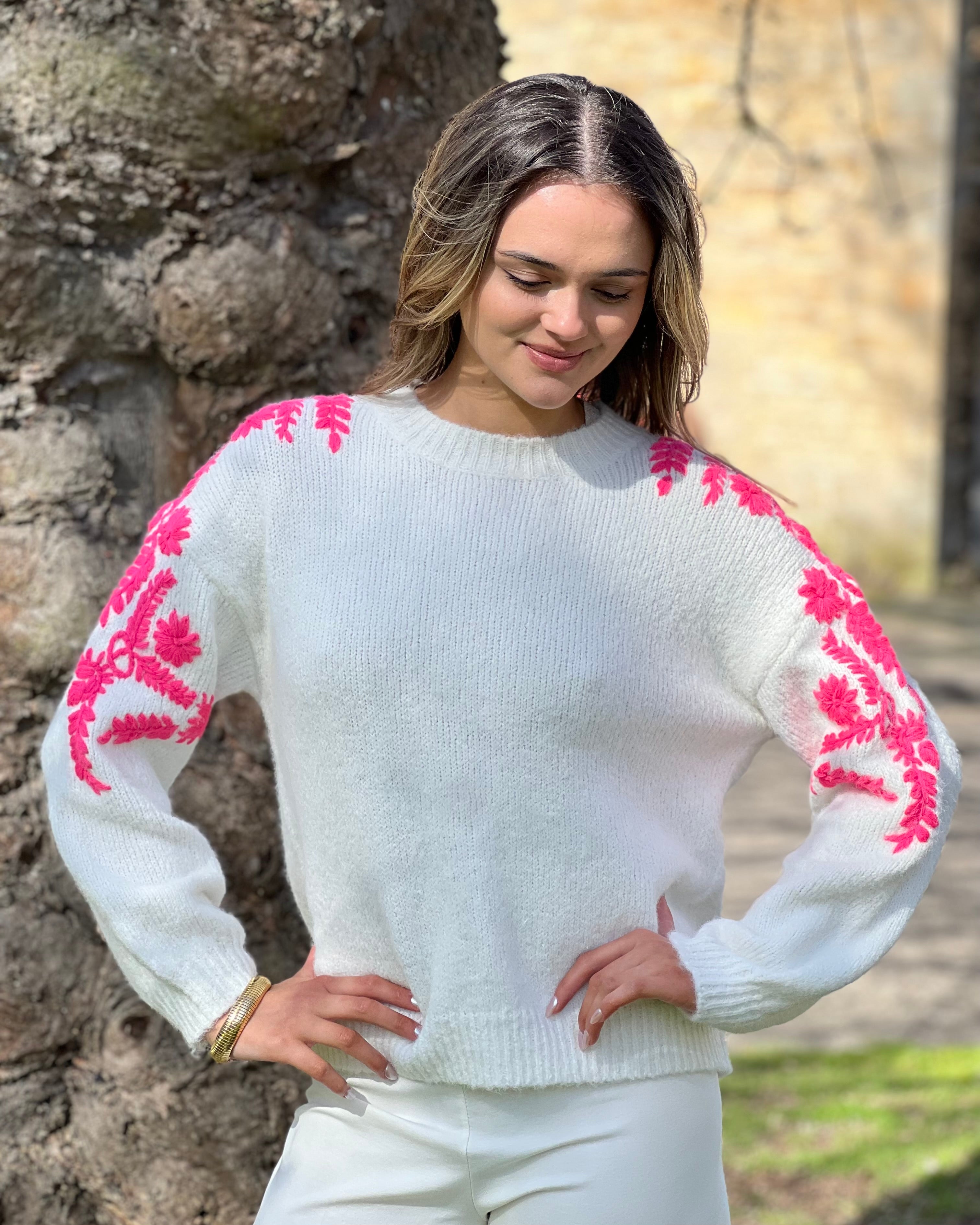 Remi Knit - Embroidered Flowers