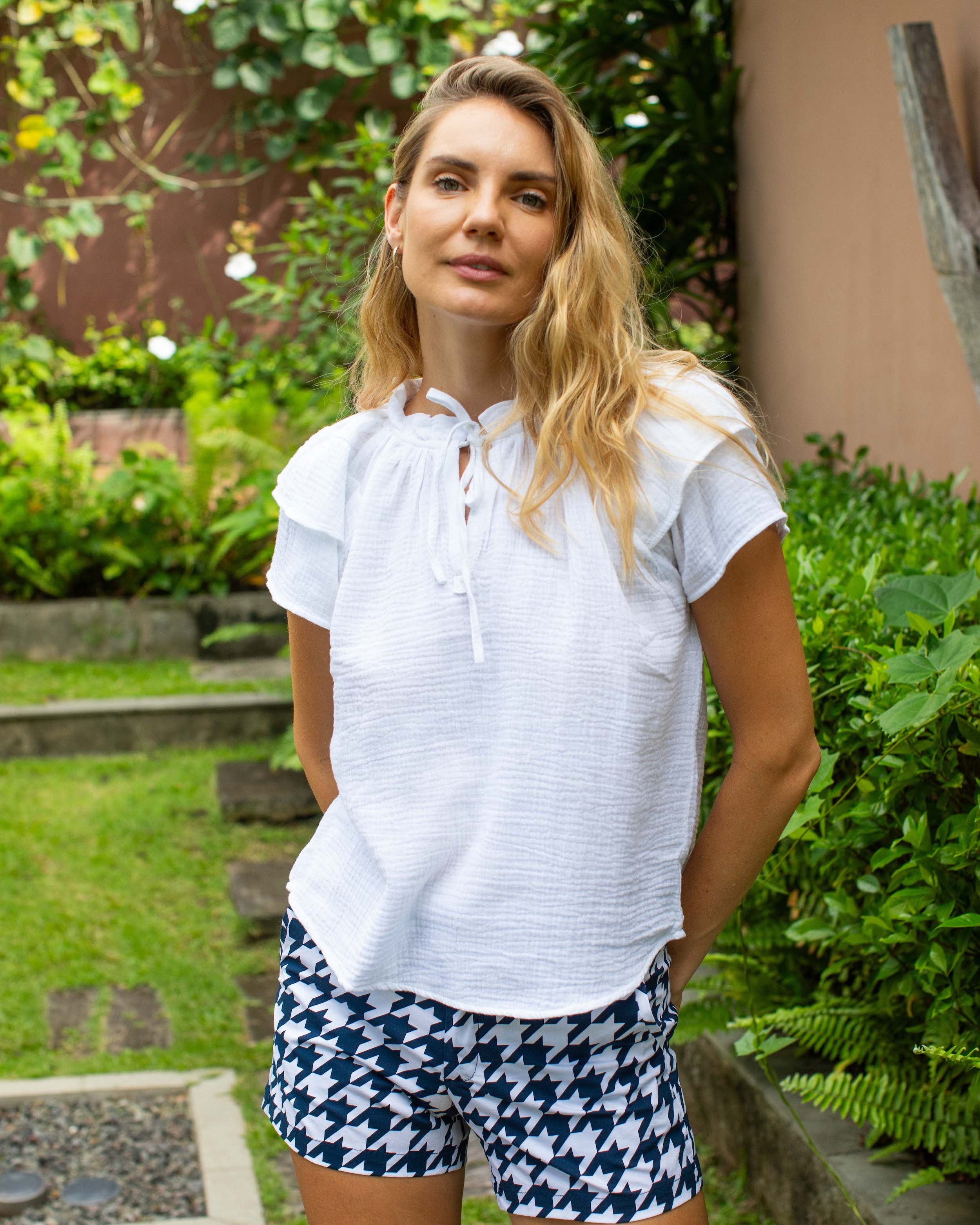Alice Shorts - Navy Houndstooth