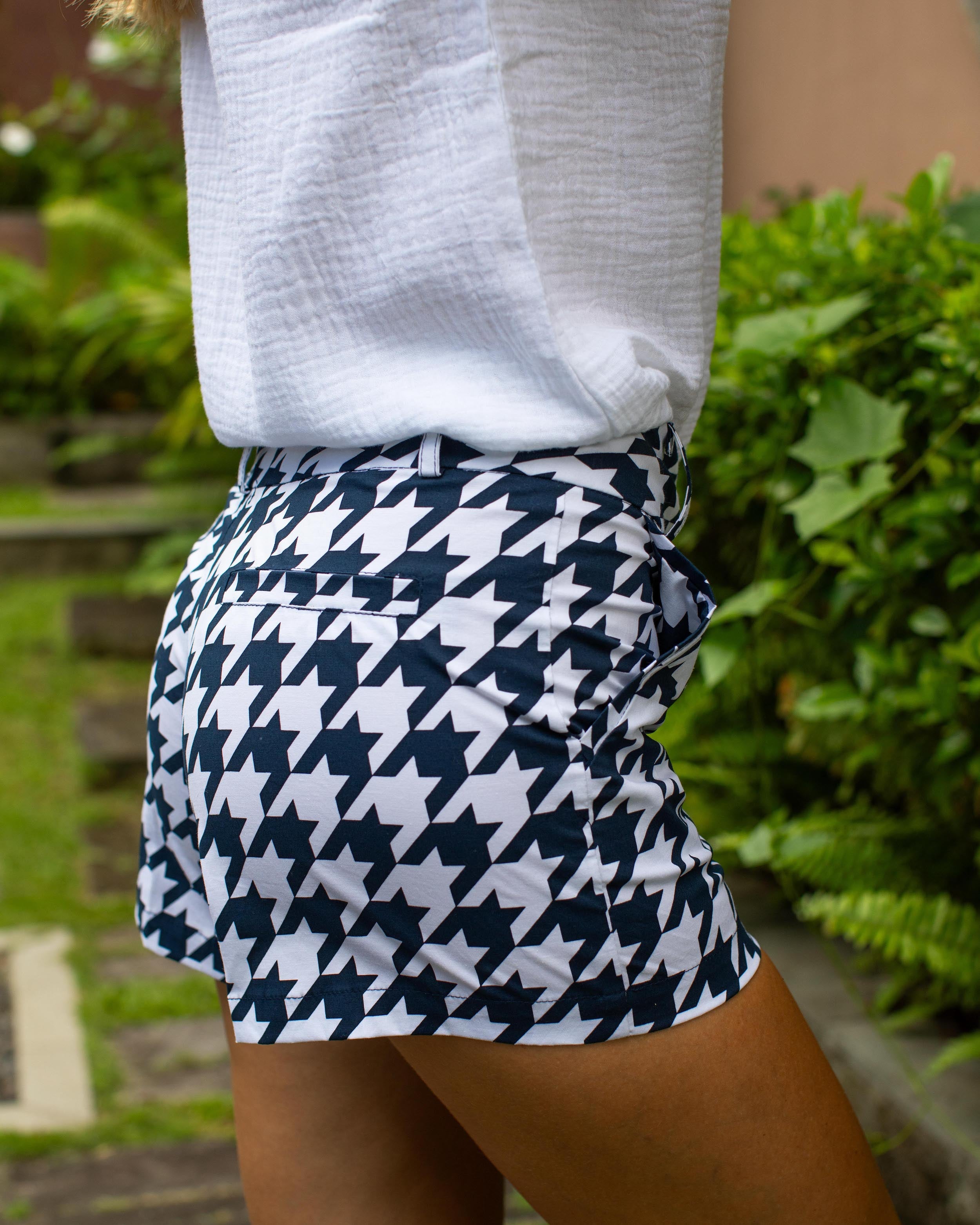 Alice Shorts - Navy Houndstooth