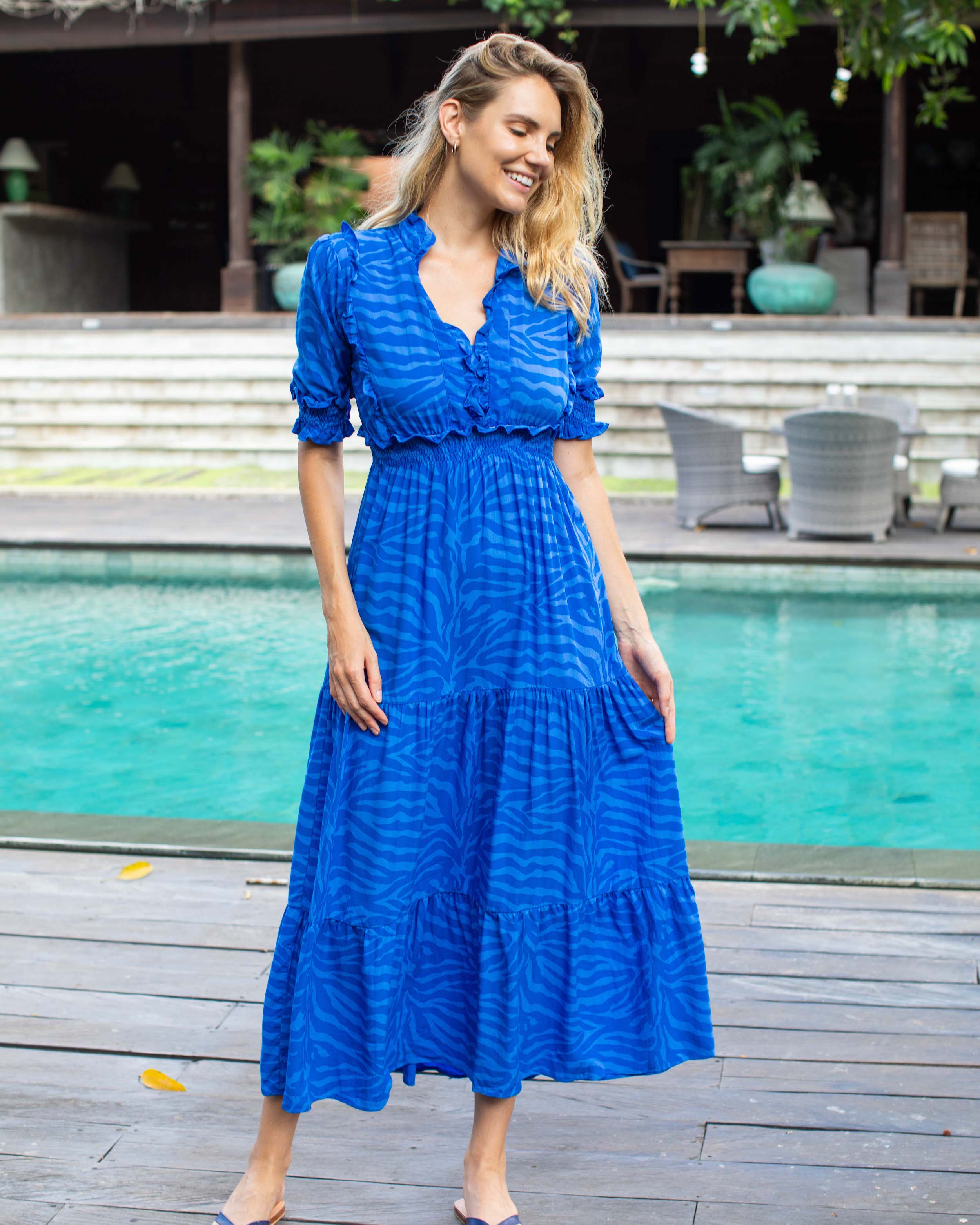 Jo Dress - Swedish Blue Zebra