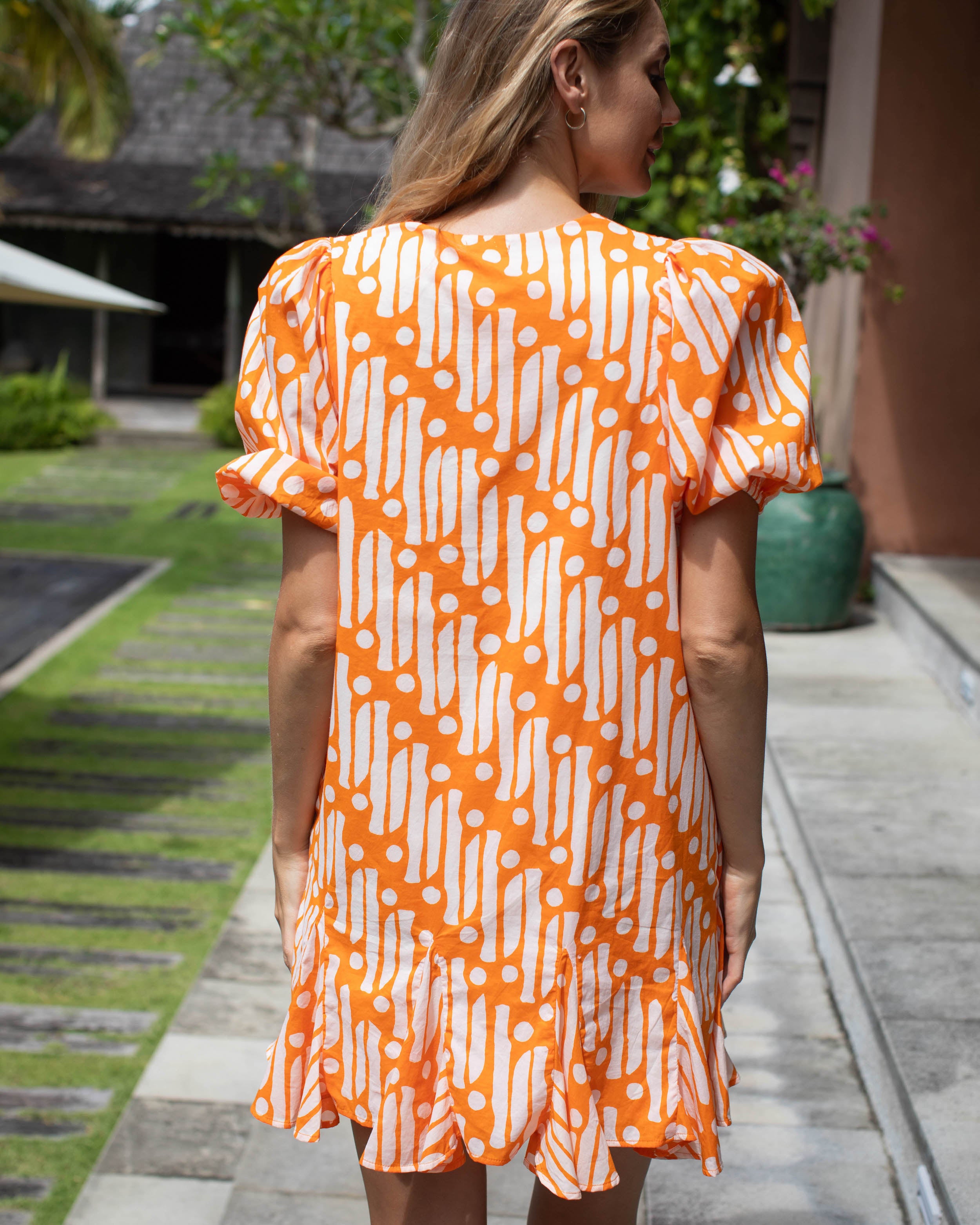 Lucia Dress - Orange Cotton