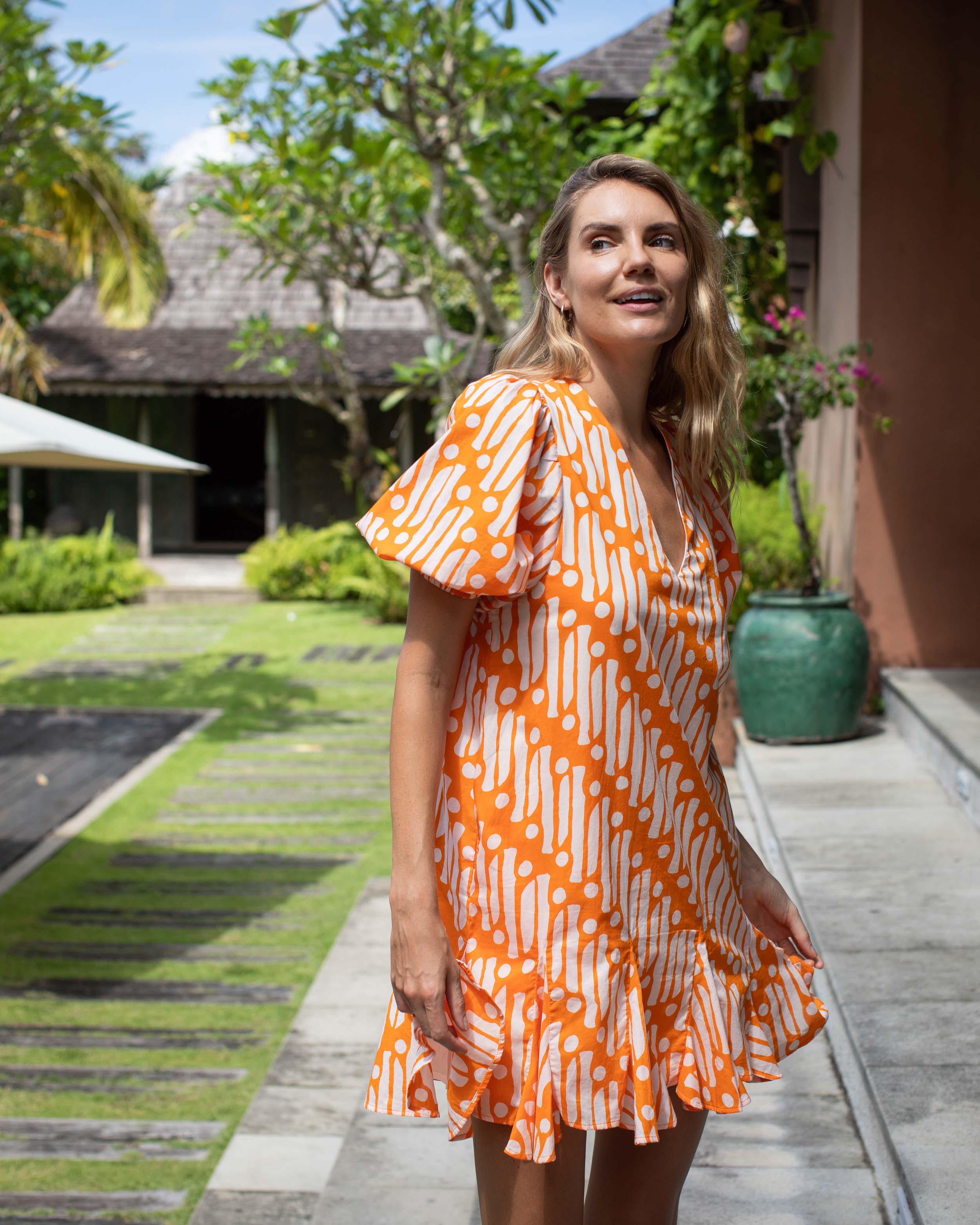 Lucia Dress - Orange Cotton