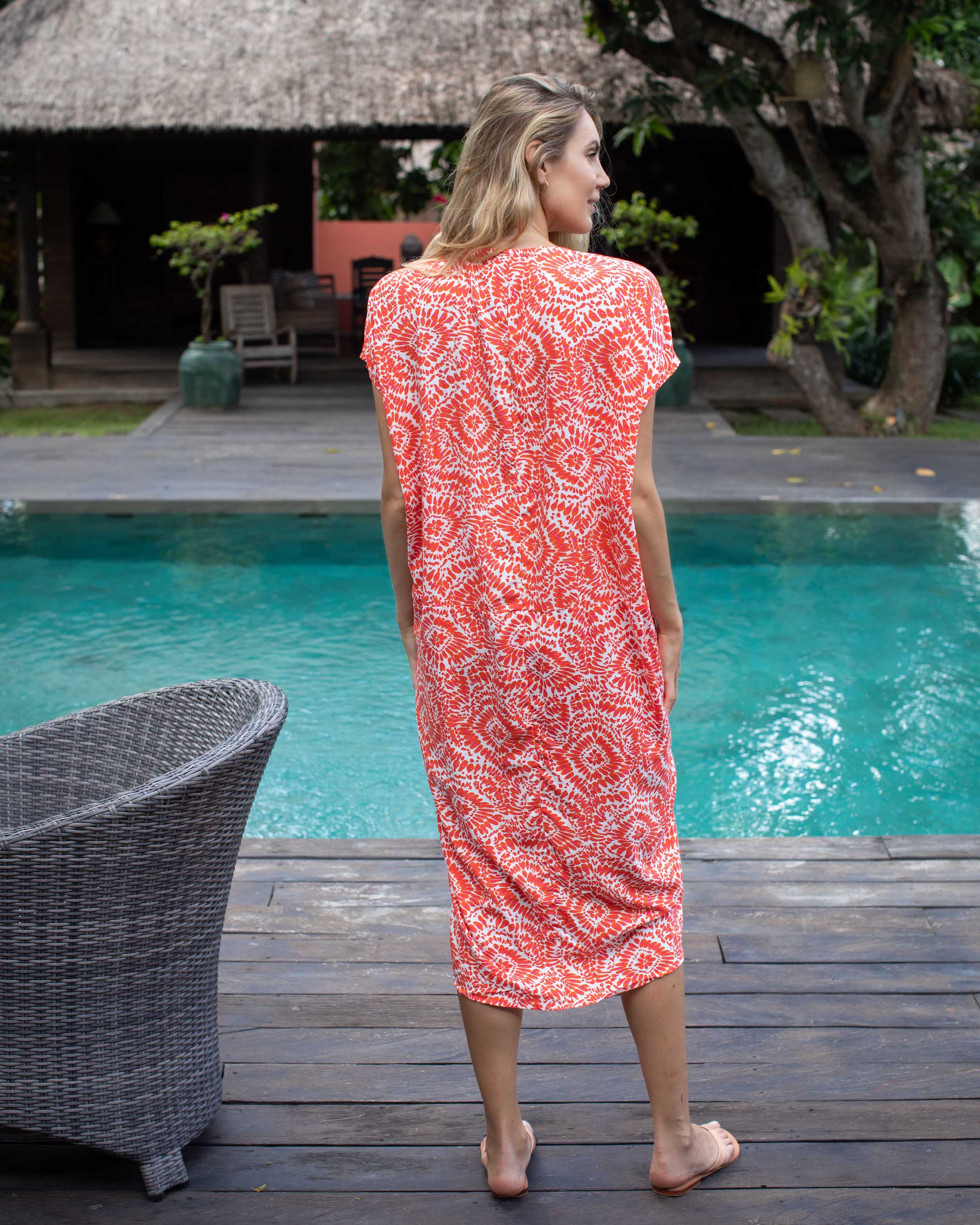 Thea Dress - Orange Flower Burst