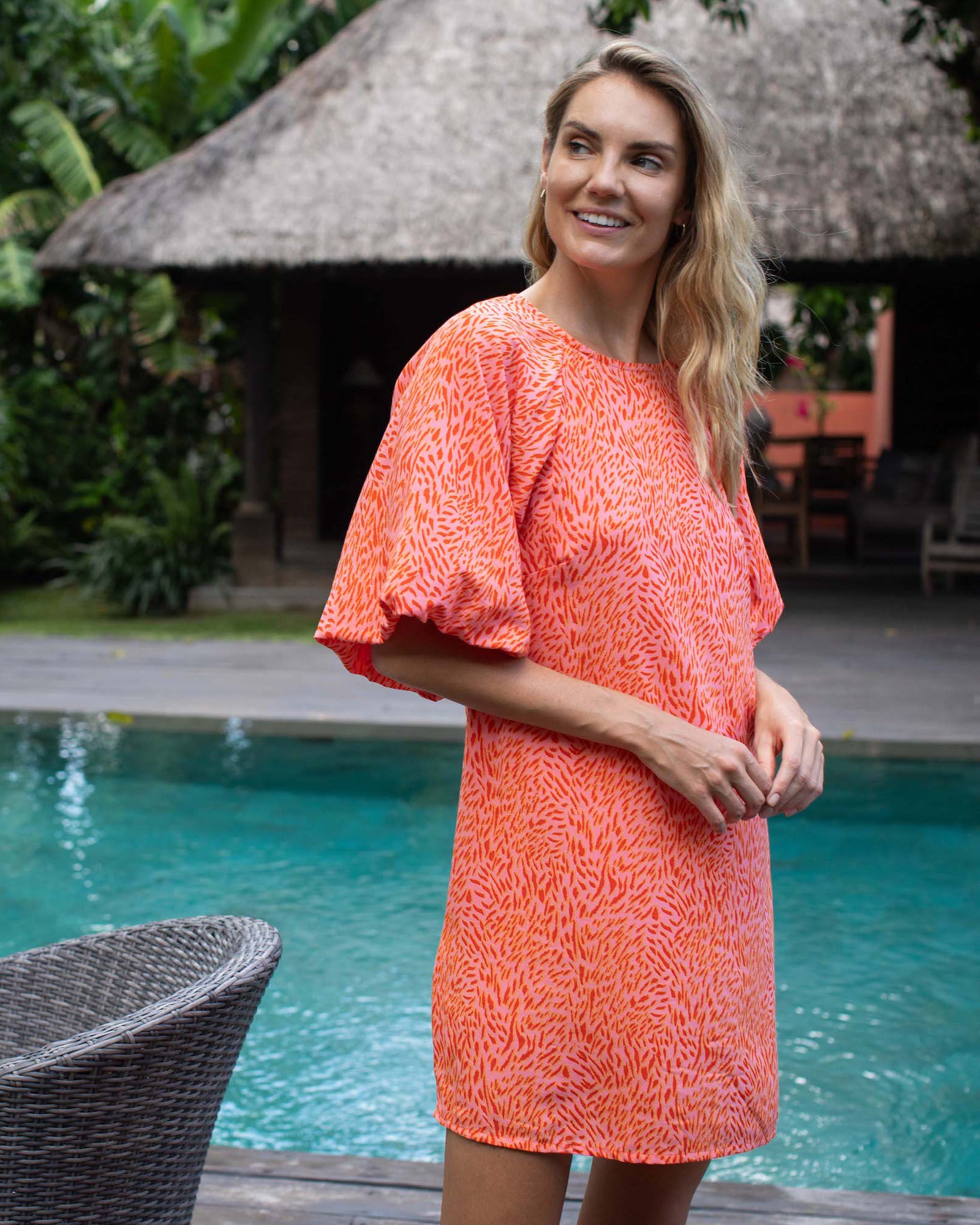 Savannah Dress - Red Small Tiger