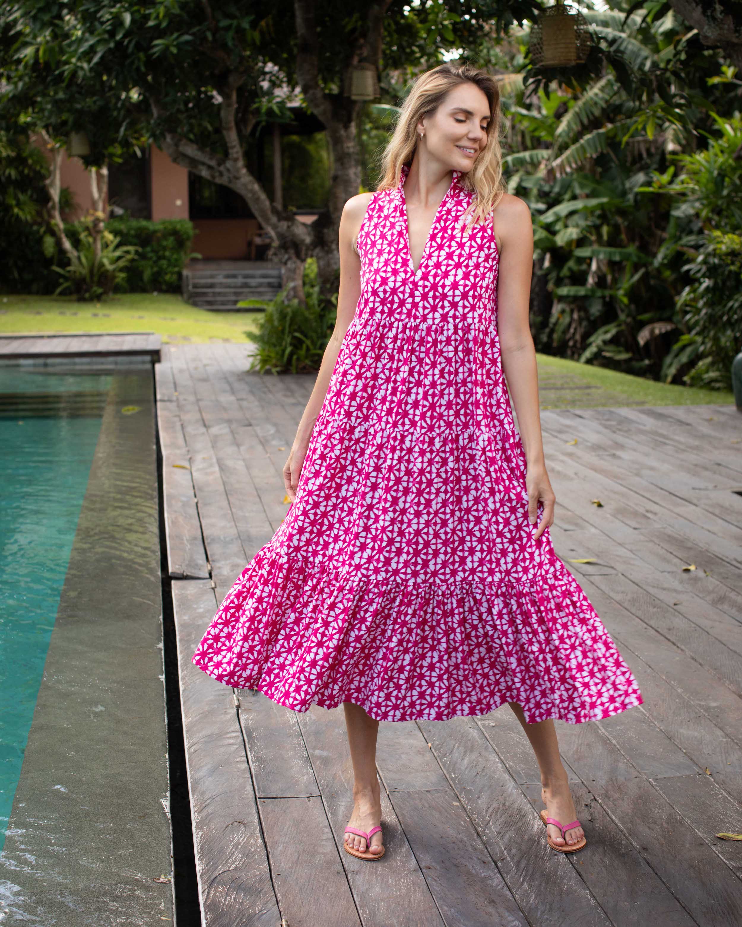 Cosima Dress - Fuchsia Star Batik