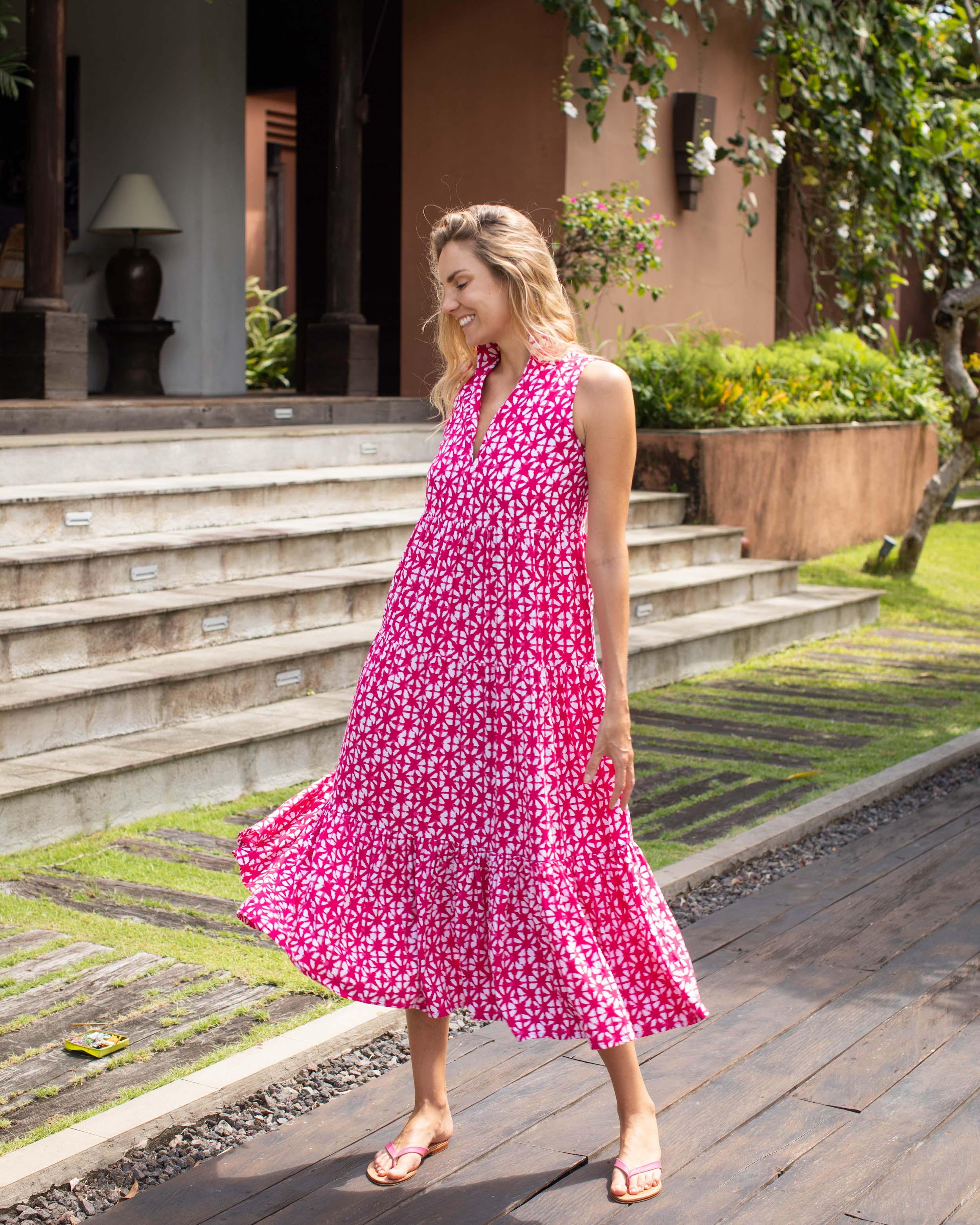 Cosima Dress - Fuchsia Star Batik