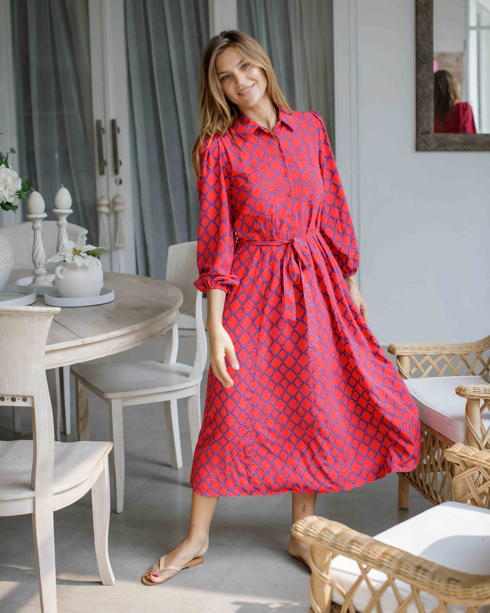 Simone Dress Liberty Blue and Red
