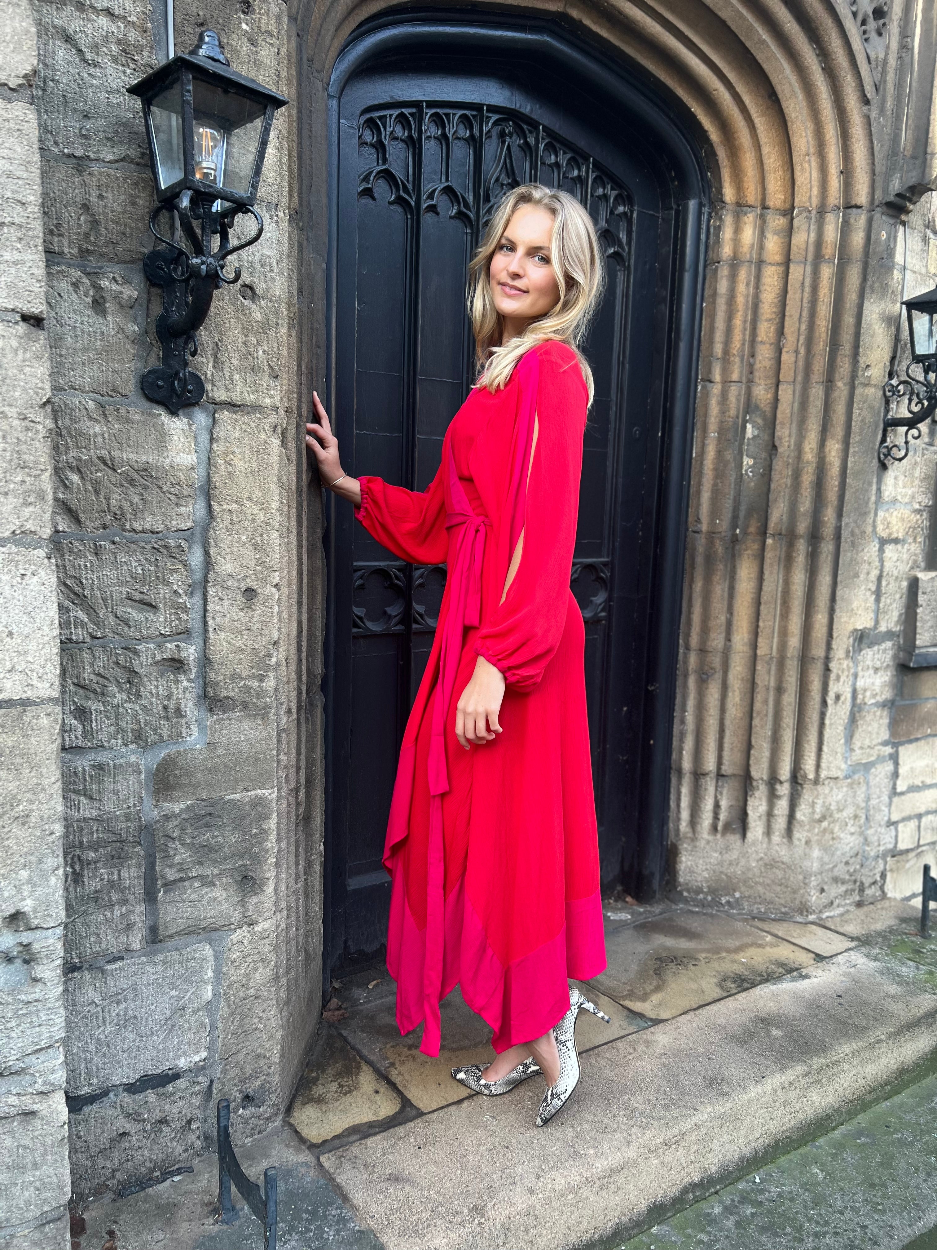 Camilla Dress -Red / Pink Crinkle