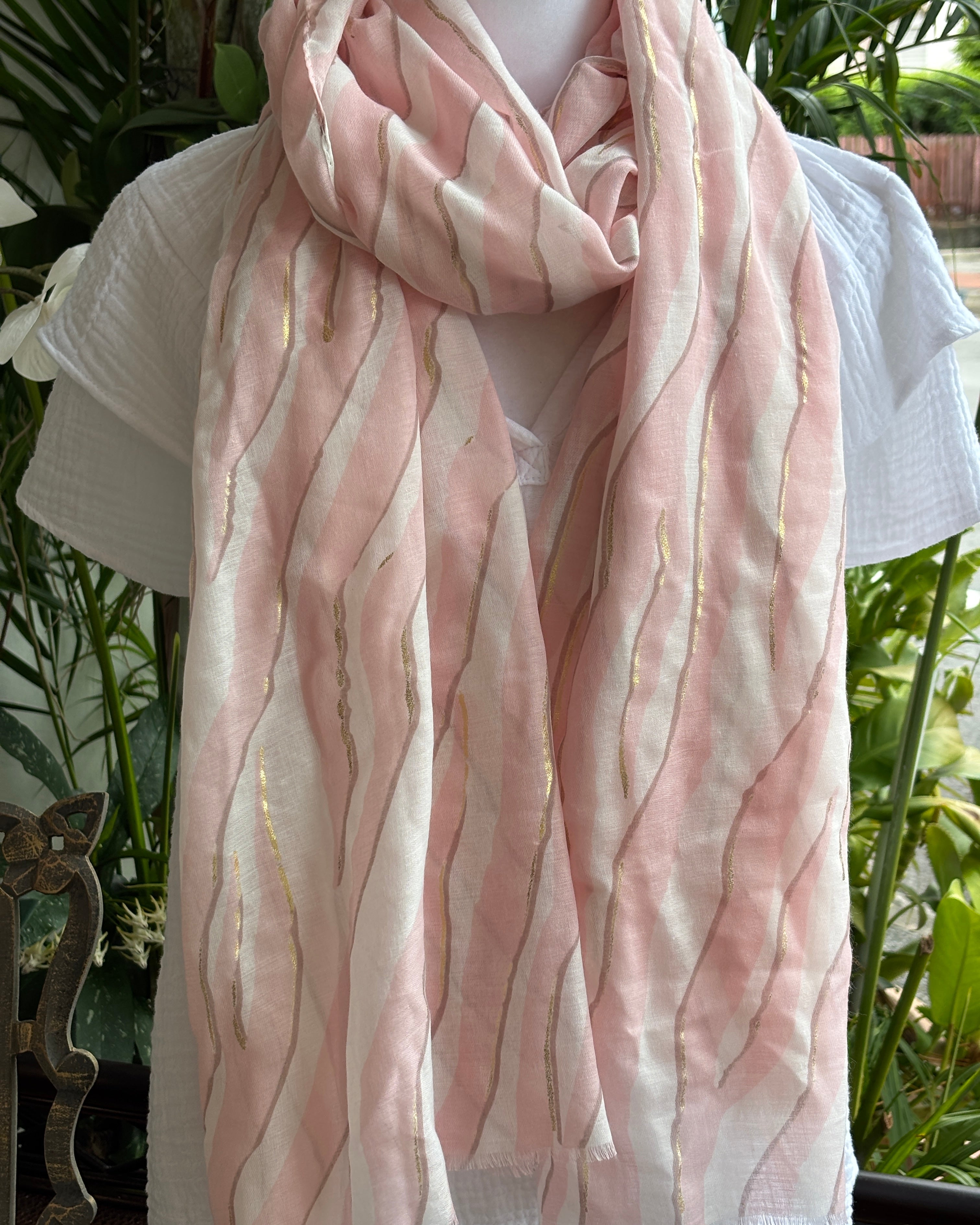 Pink and gold zebra scarf