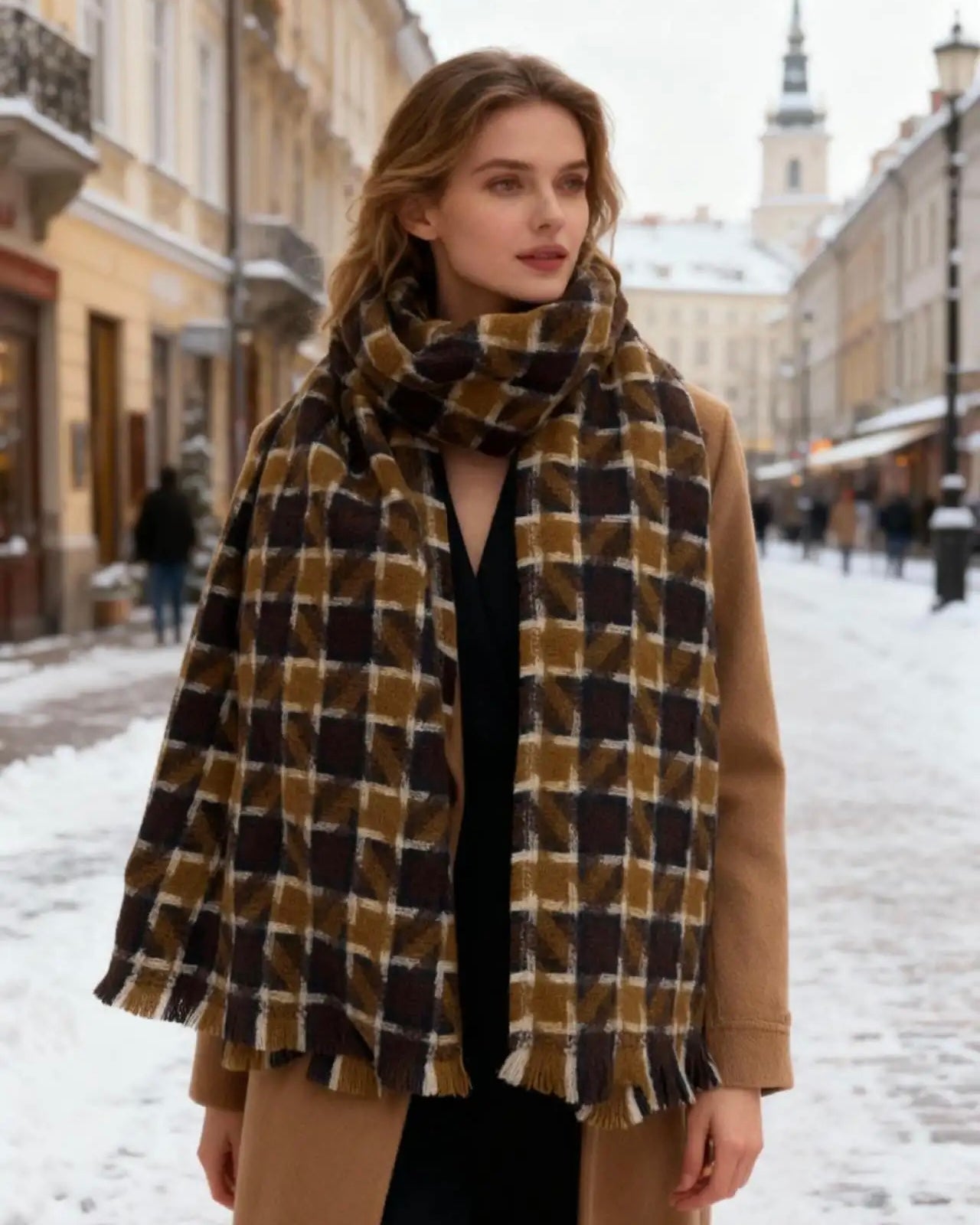 Brown Plaid Scarf