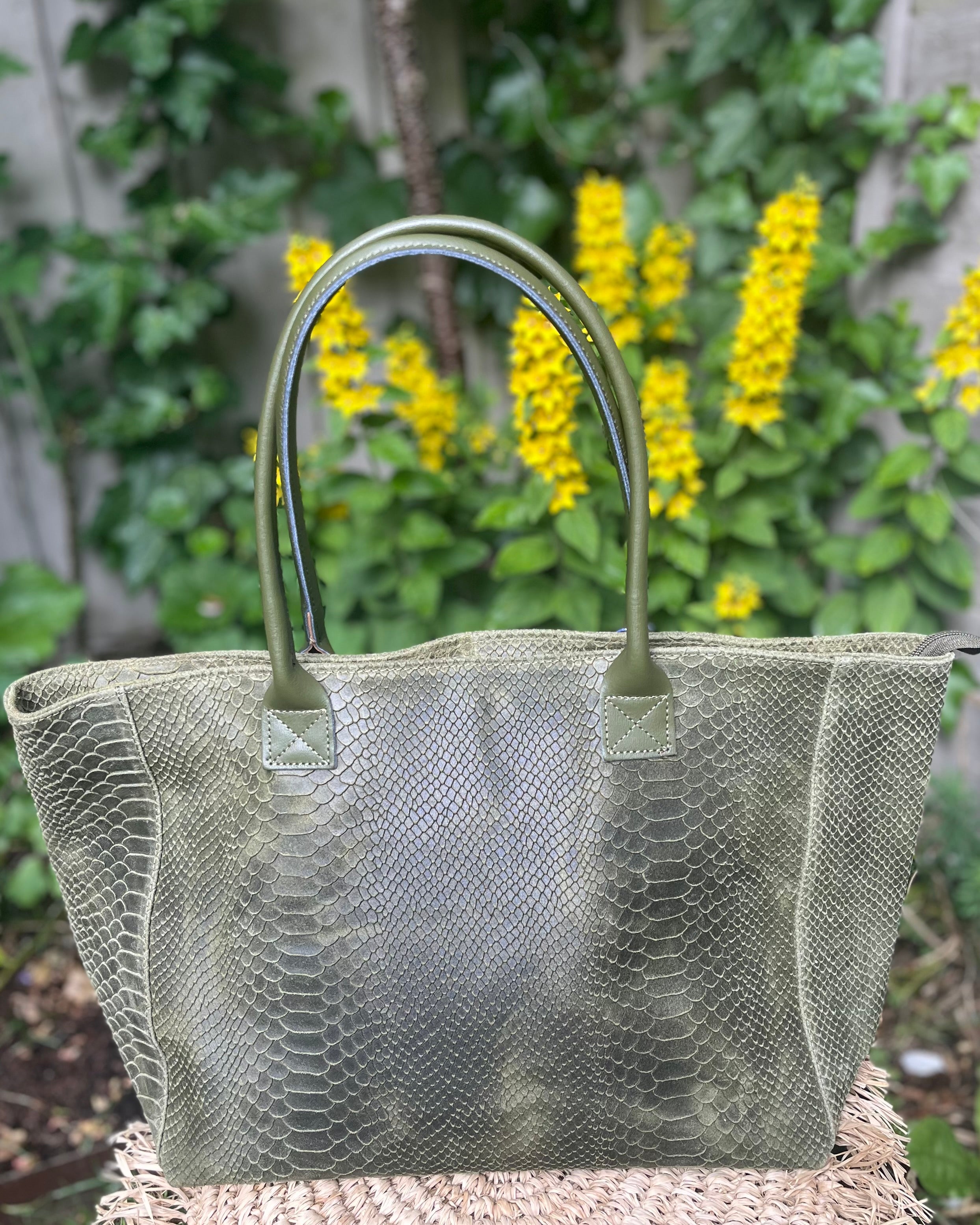 Bolsena Leather Tote - Khaki