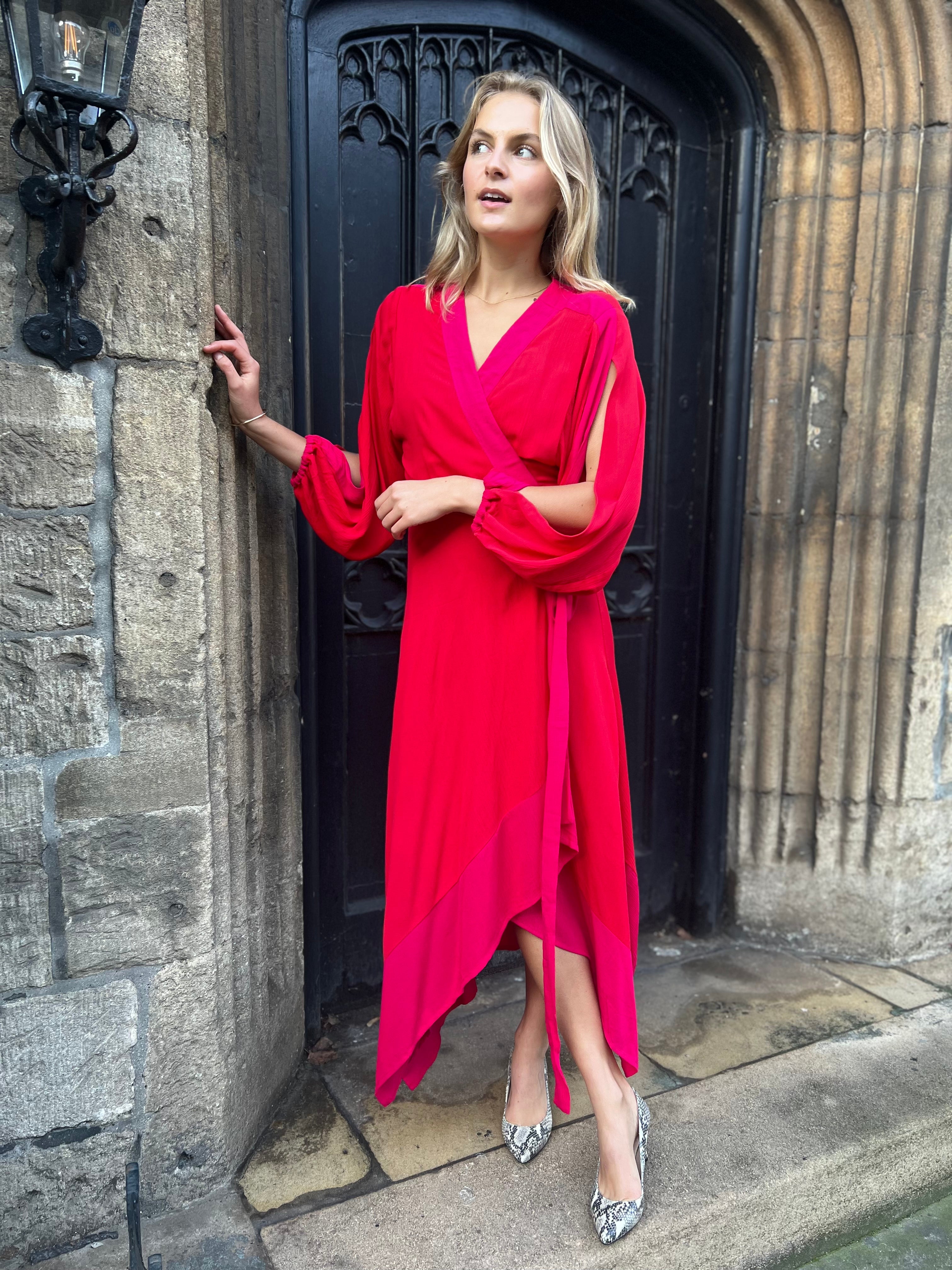 Camilla Dress -Red / Pink Crinkle