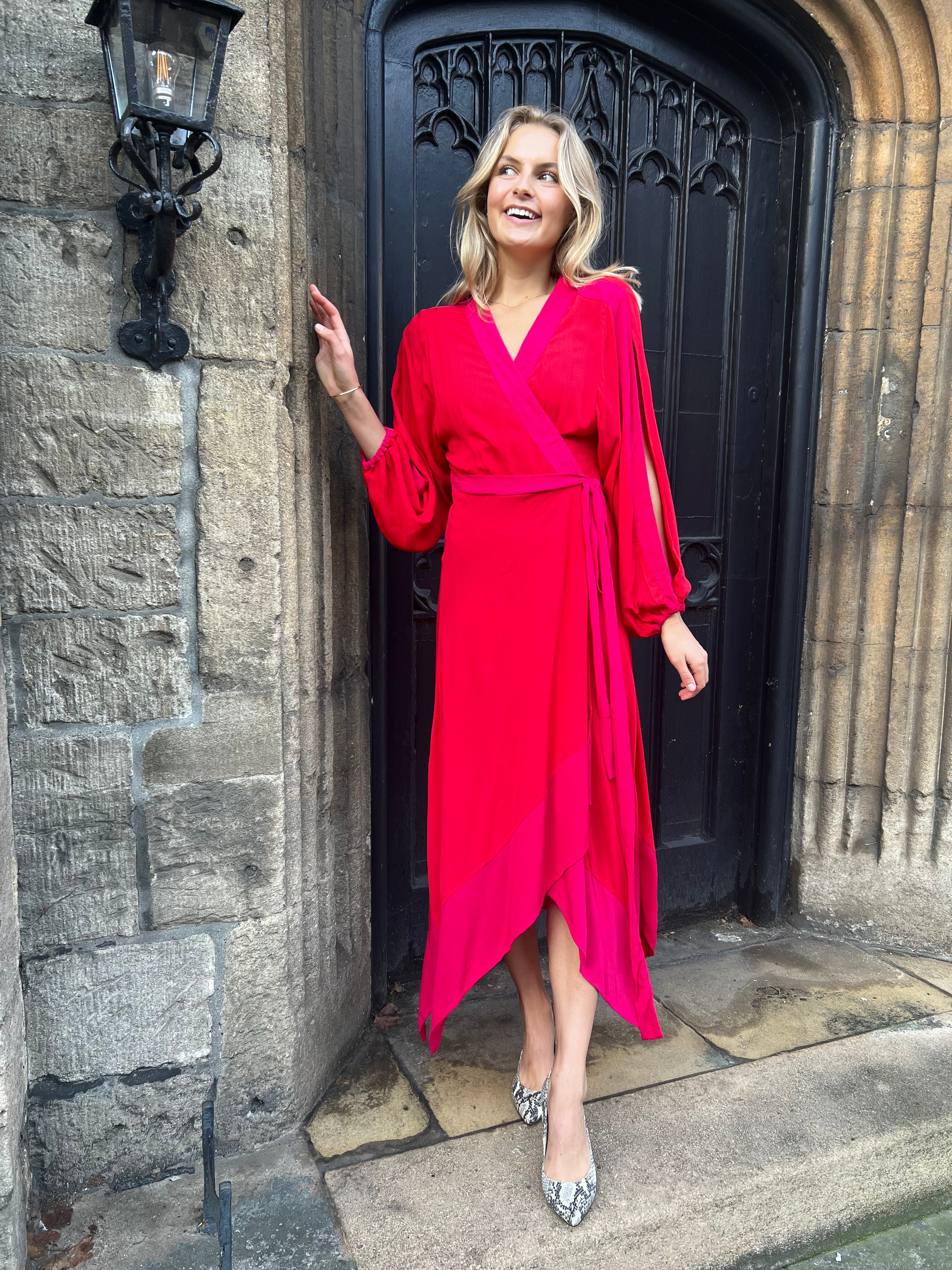 Camilla Dress -Red / Pink Crinkle