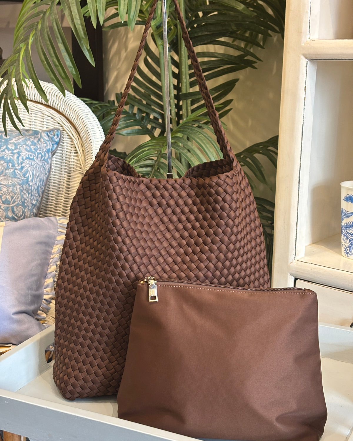 Marbella Woven Tote - Coffee
