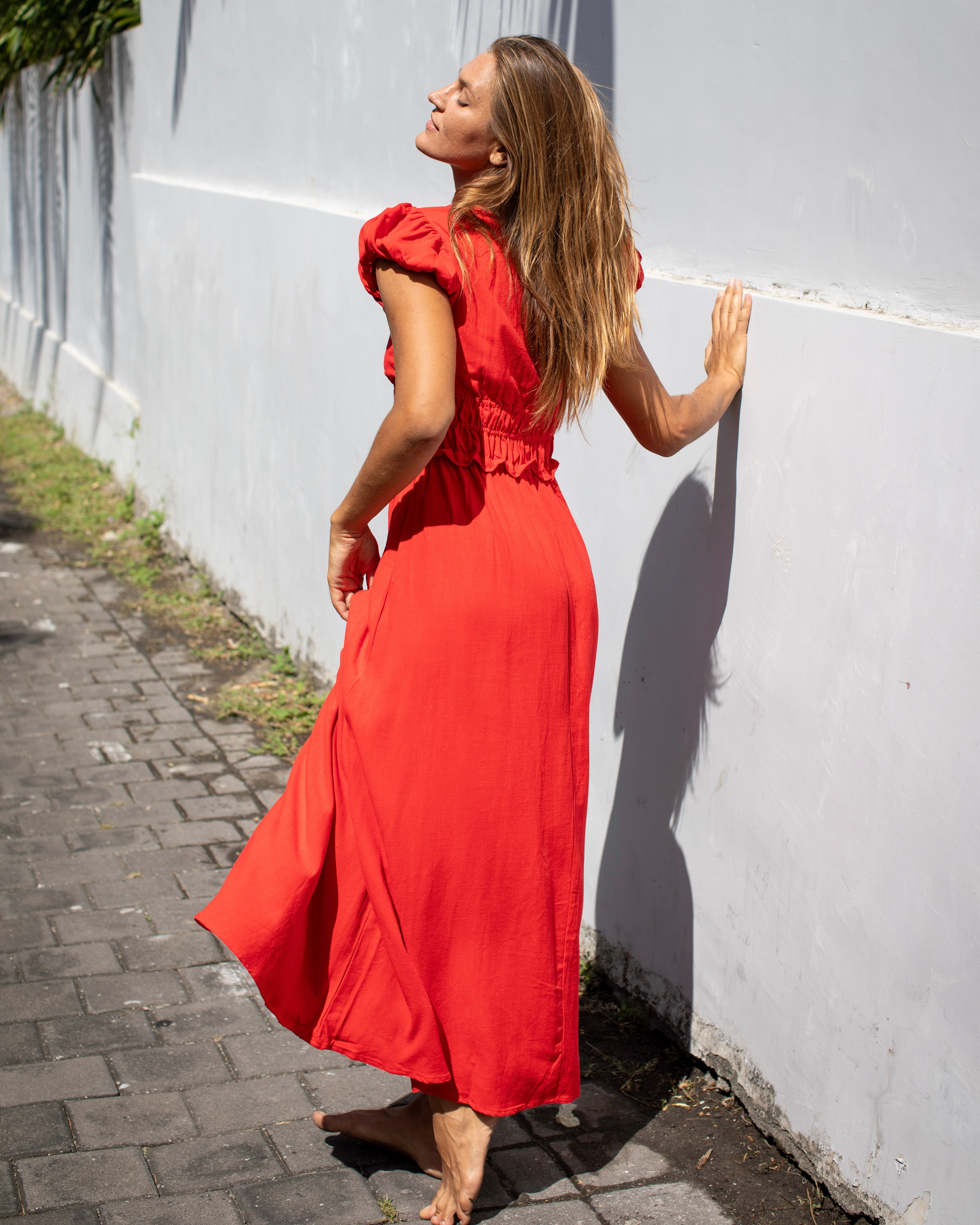 Luz Dress - Mandarin Red