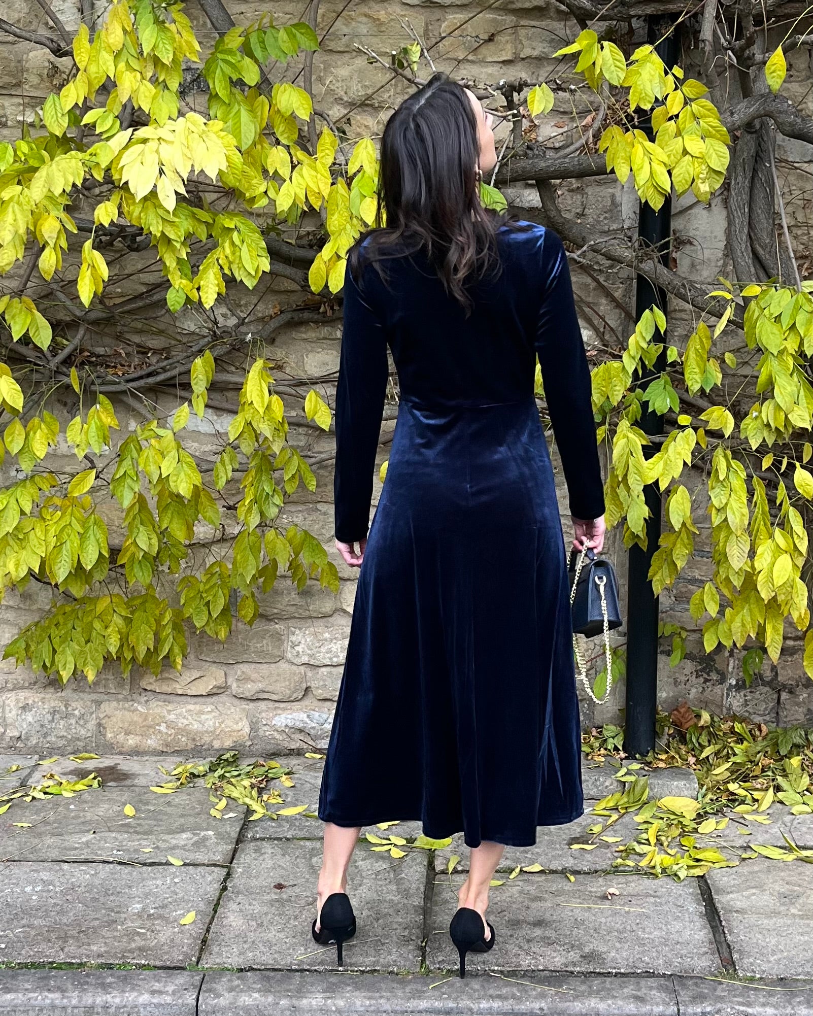 Violet Velvet Dress - Navy