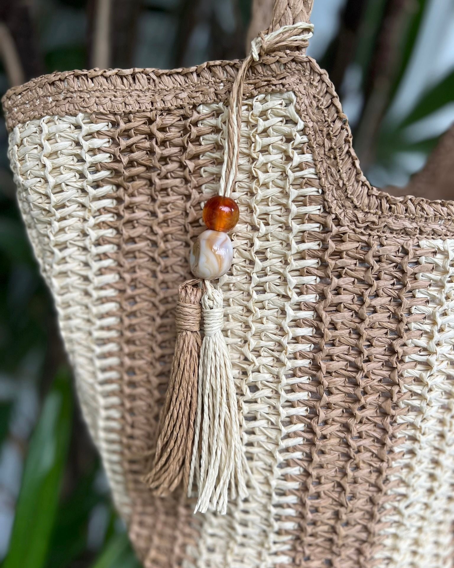 Santorini striped basket - Tan
