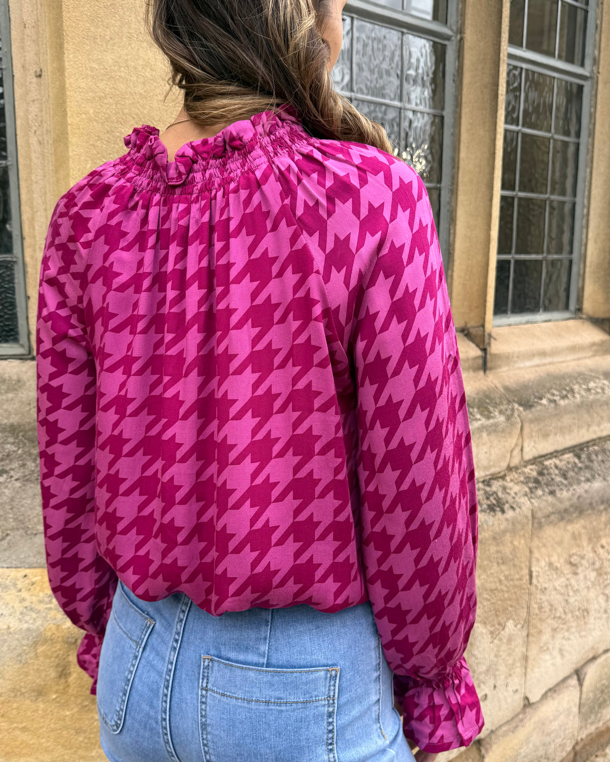 Uma Top - Magenta Houndstooth