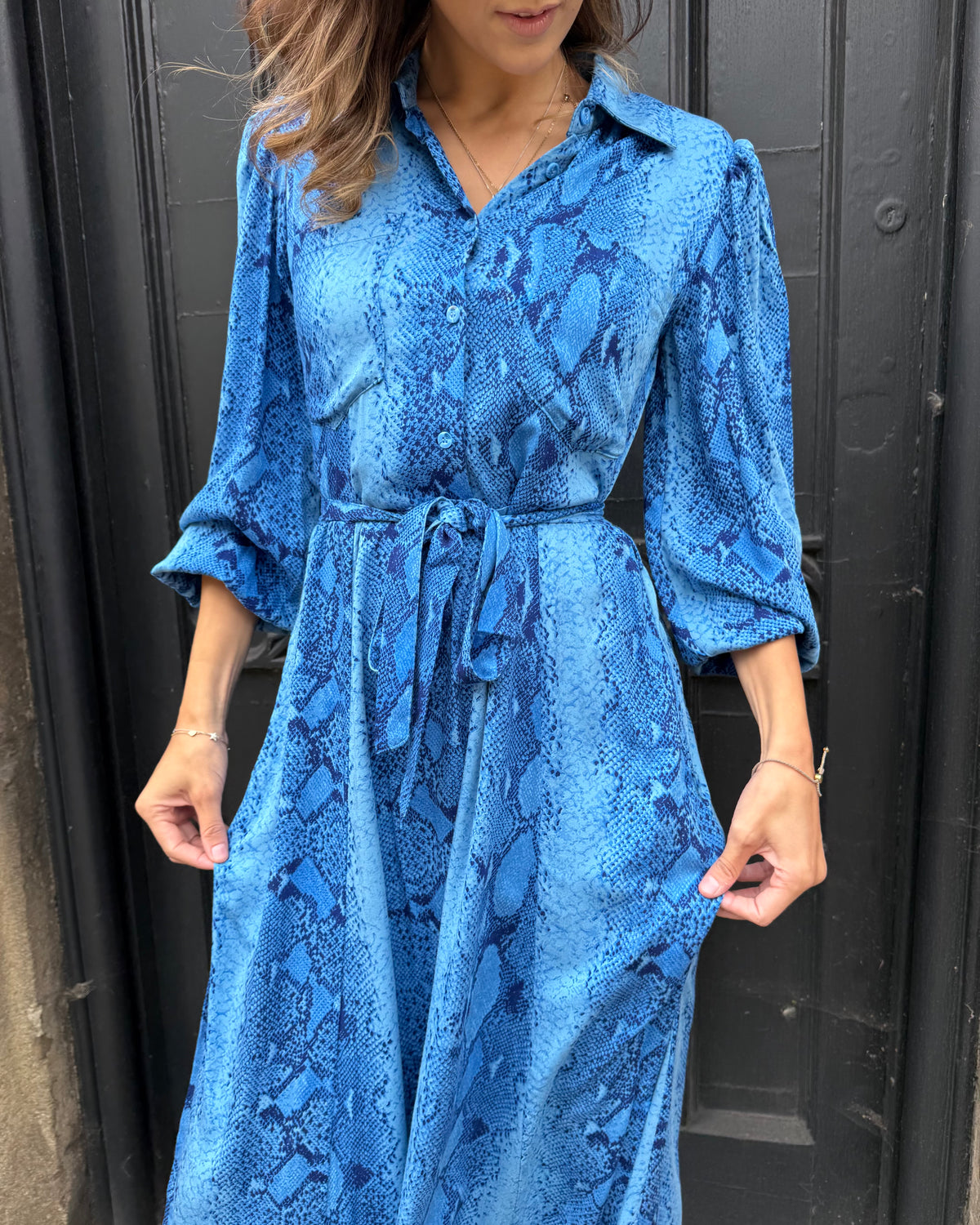 Simone Dress - Insignia Blue Snakeskin