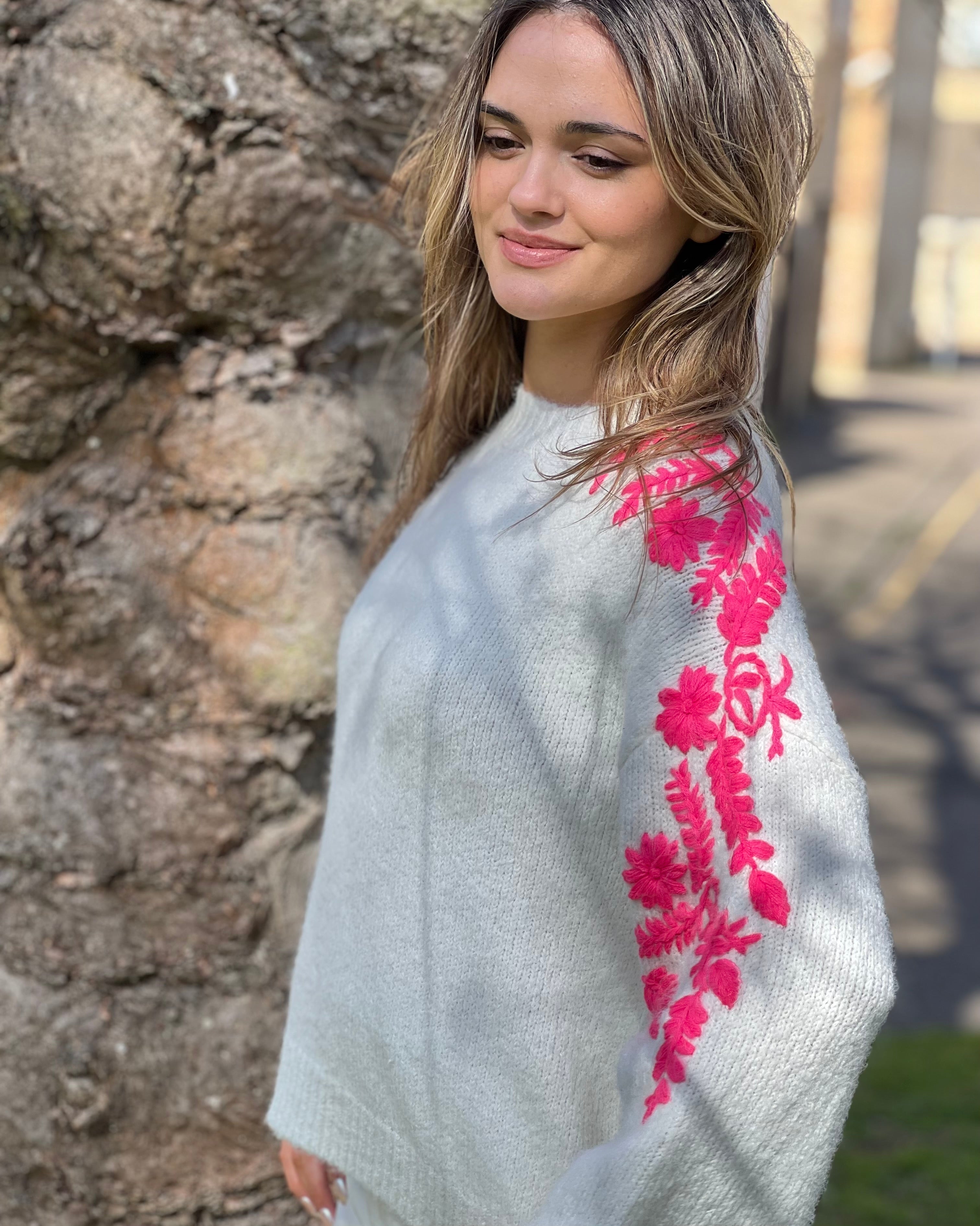 Remi Knit - Embroidered Flowers