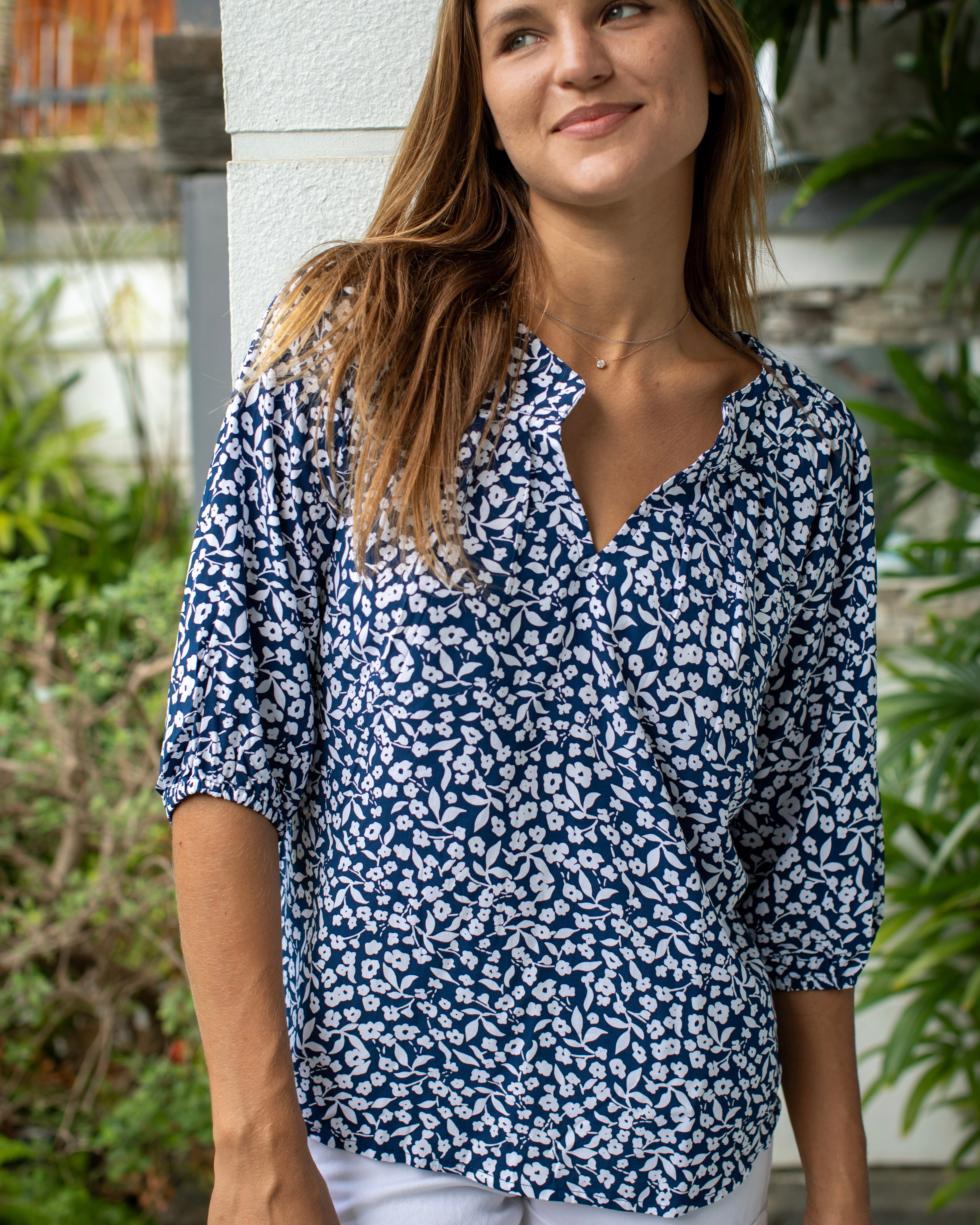 Pippa - Navy Rose Cotton