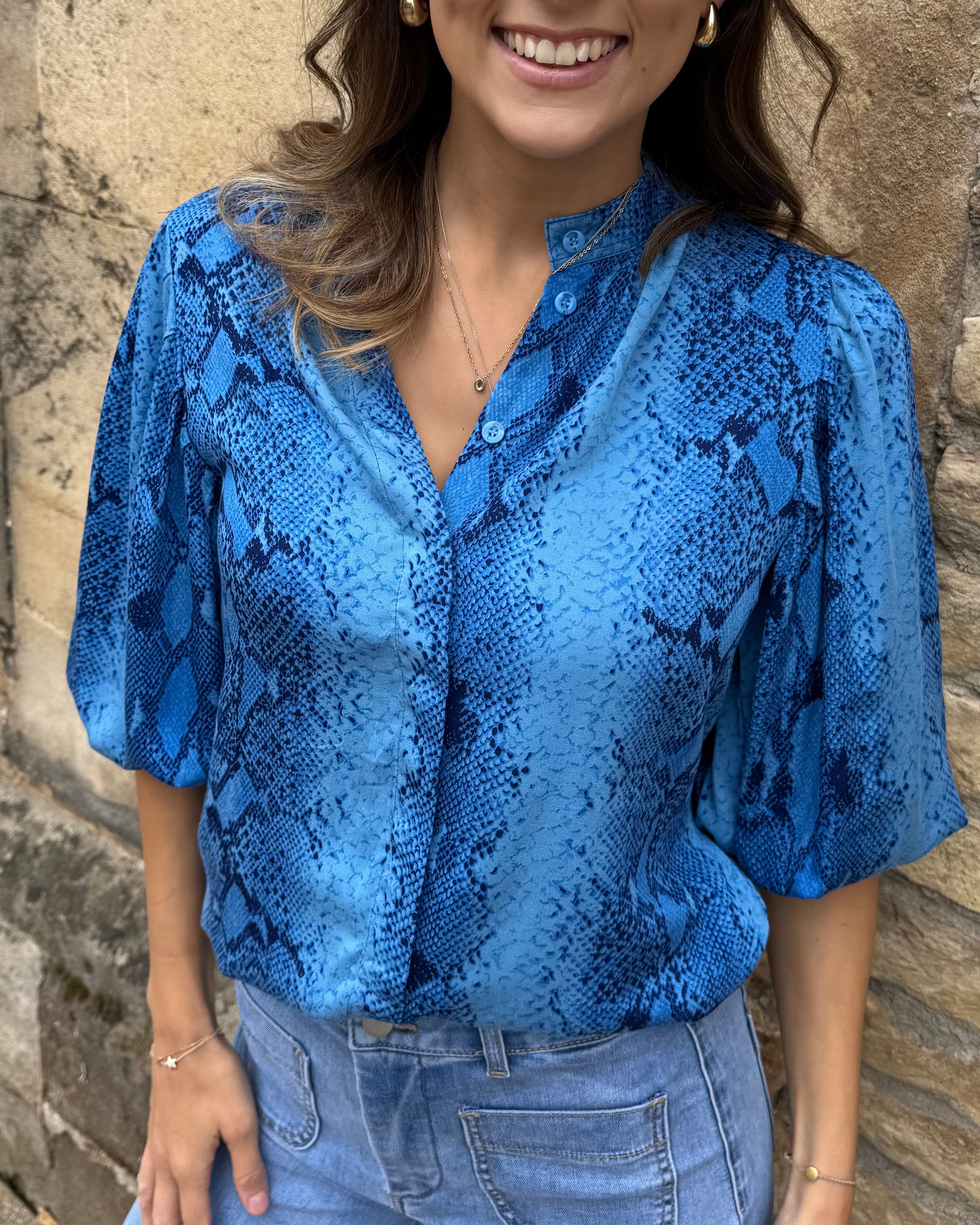 Molly Top - Insignia Blue Snakeskin