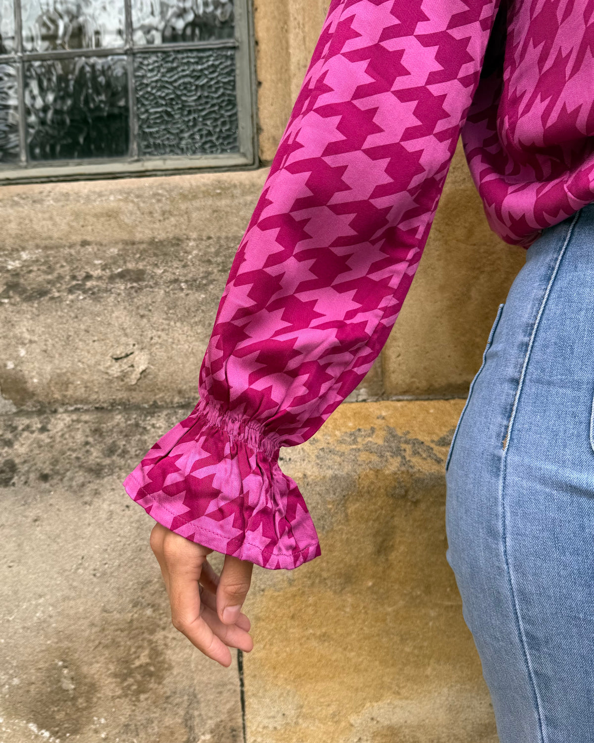Uma Top - Magenta Houndstooth