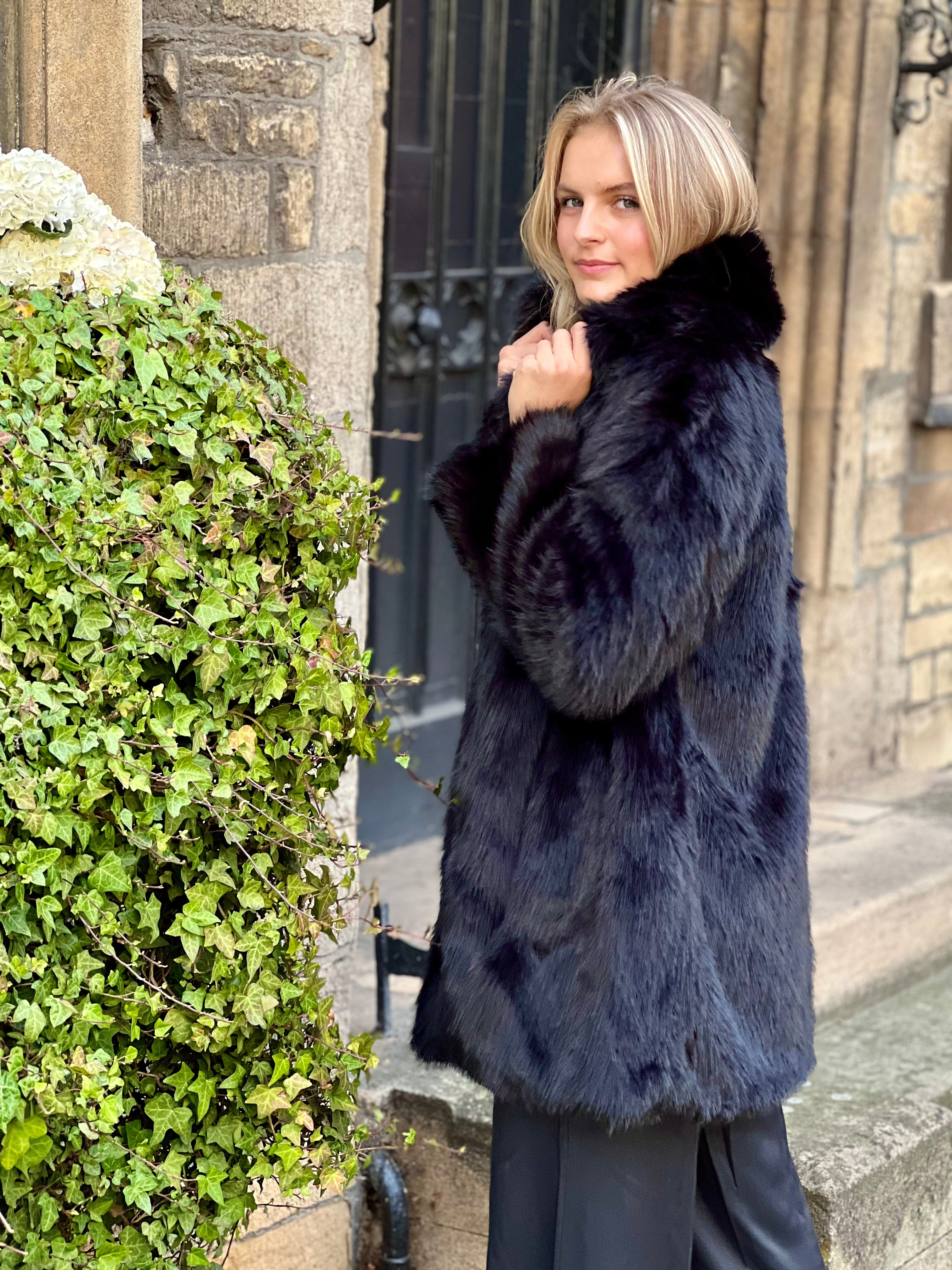 Alessandra Faux Fur Coat - Black