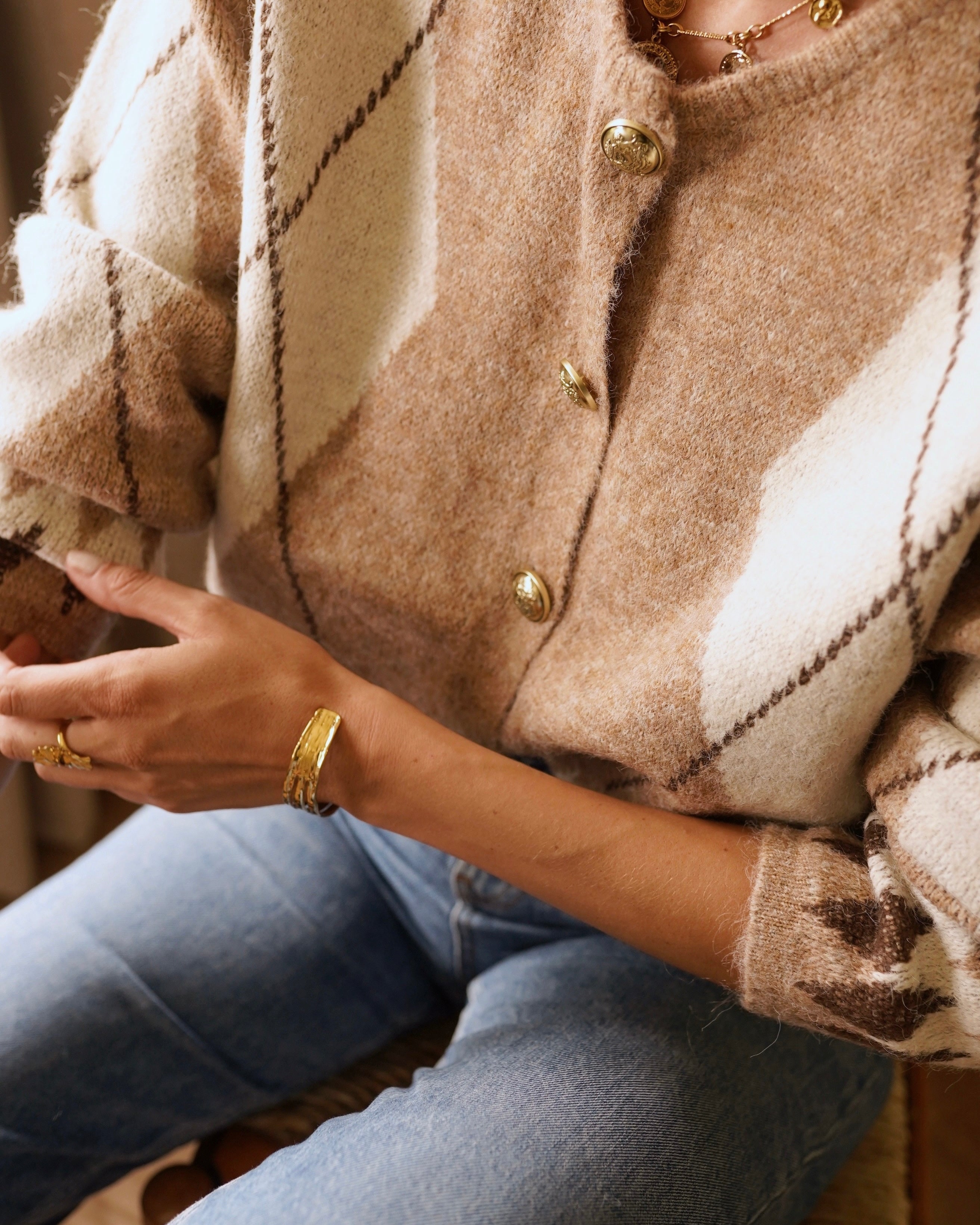 Adele Argyle Knit - Taupe