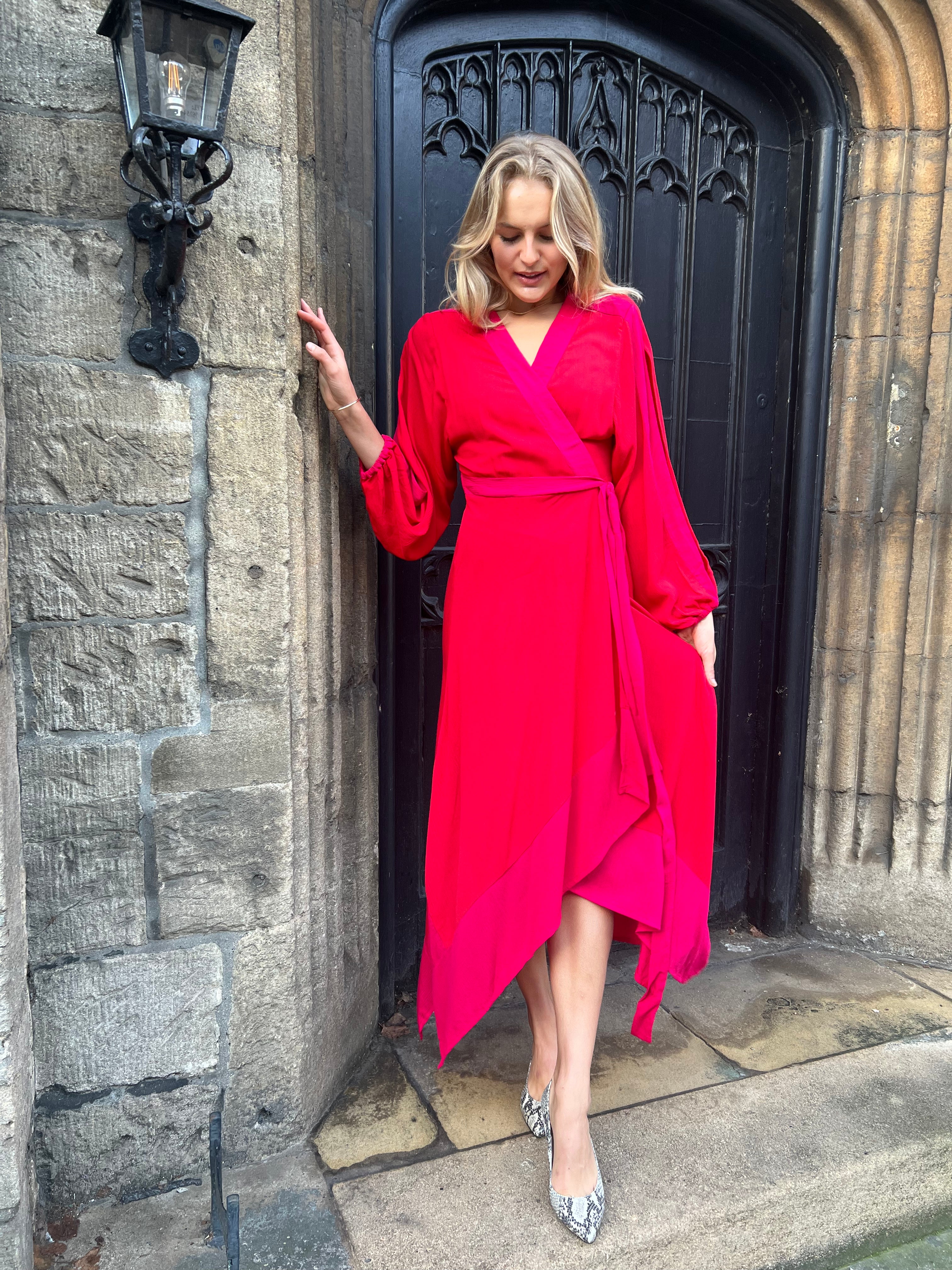 Camilla Dress -Red / Pink Crinkle
