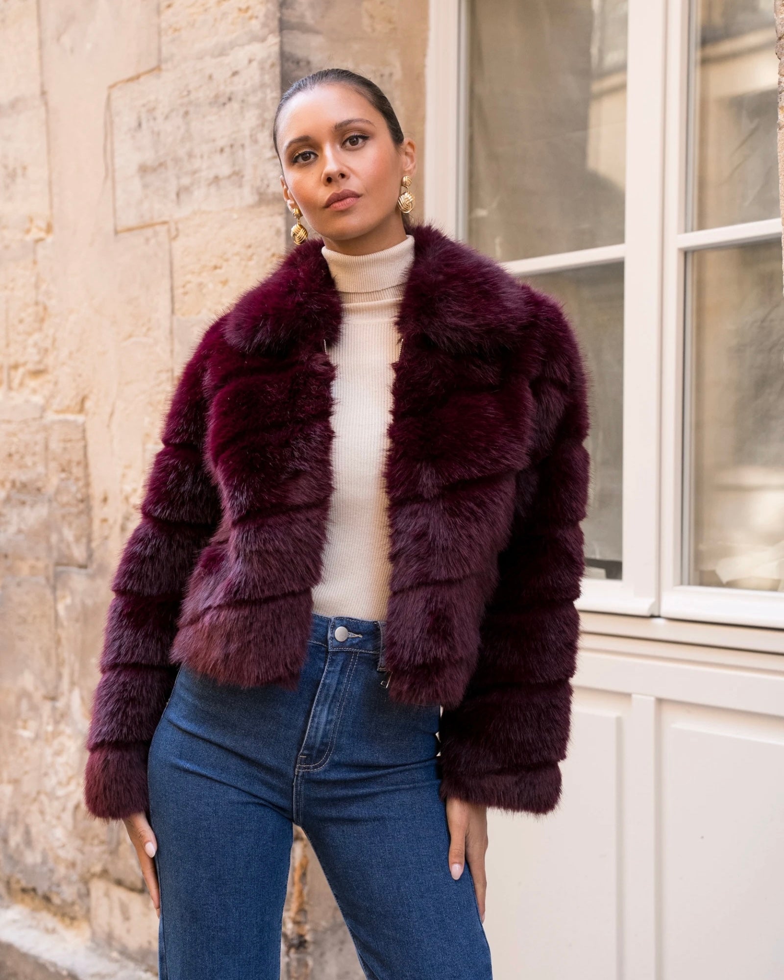 Maribel Faux Fur - Burgundy