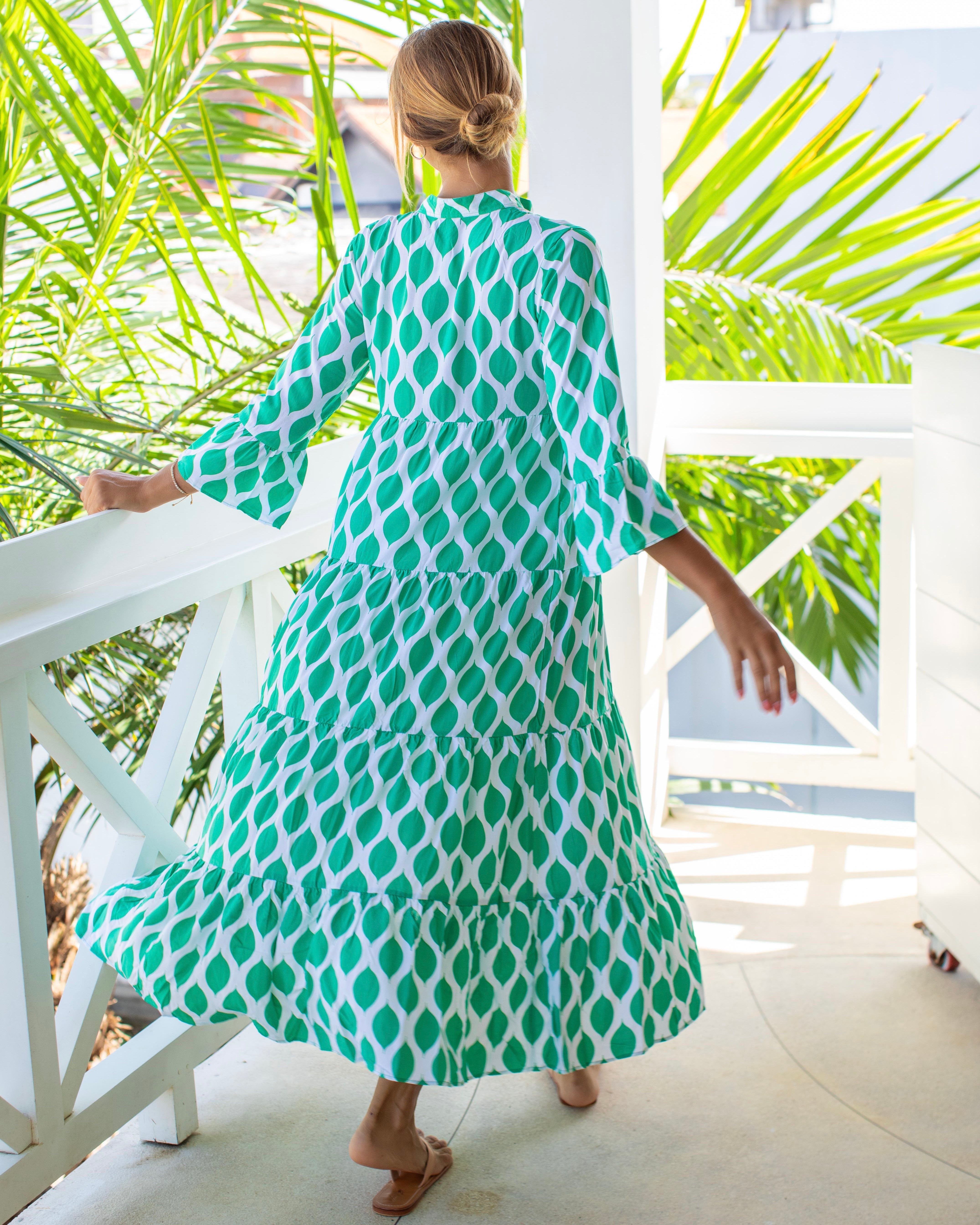 Annika Dress - Green London Trellis