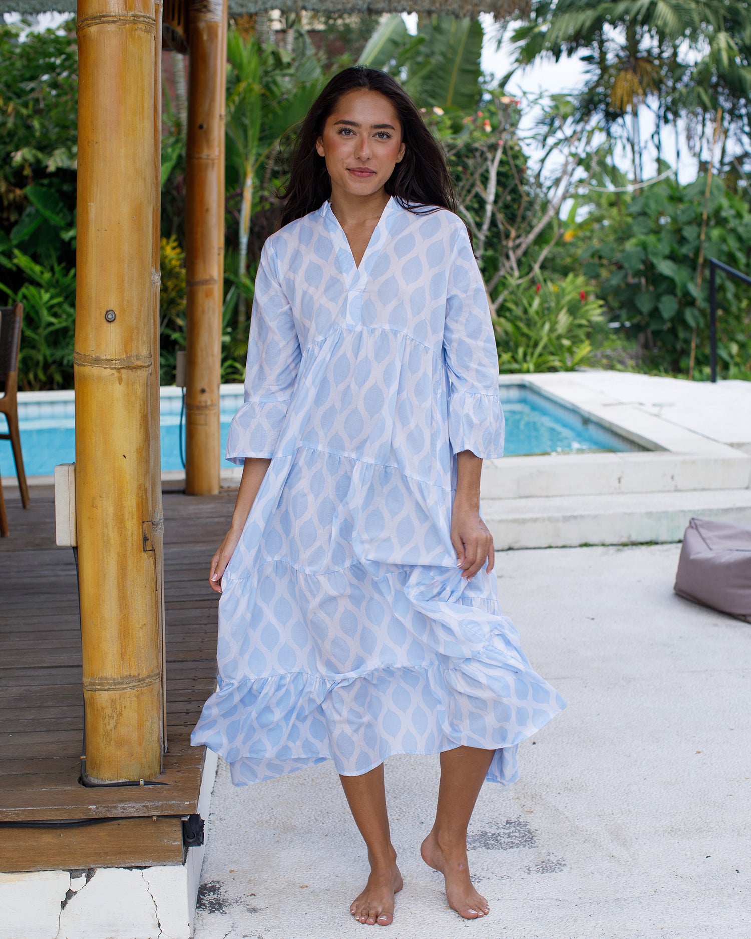 Annika - Alice Blue London Trellis Cotton