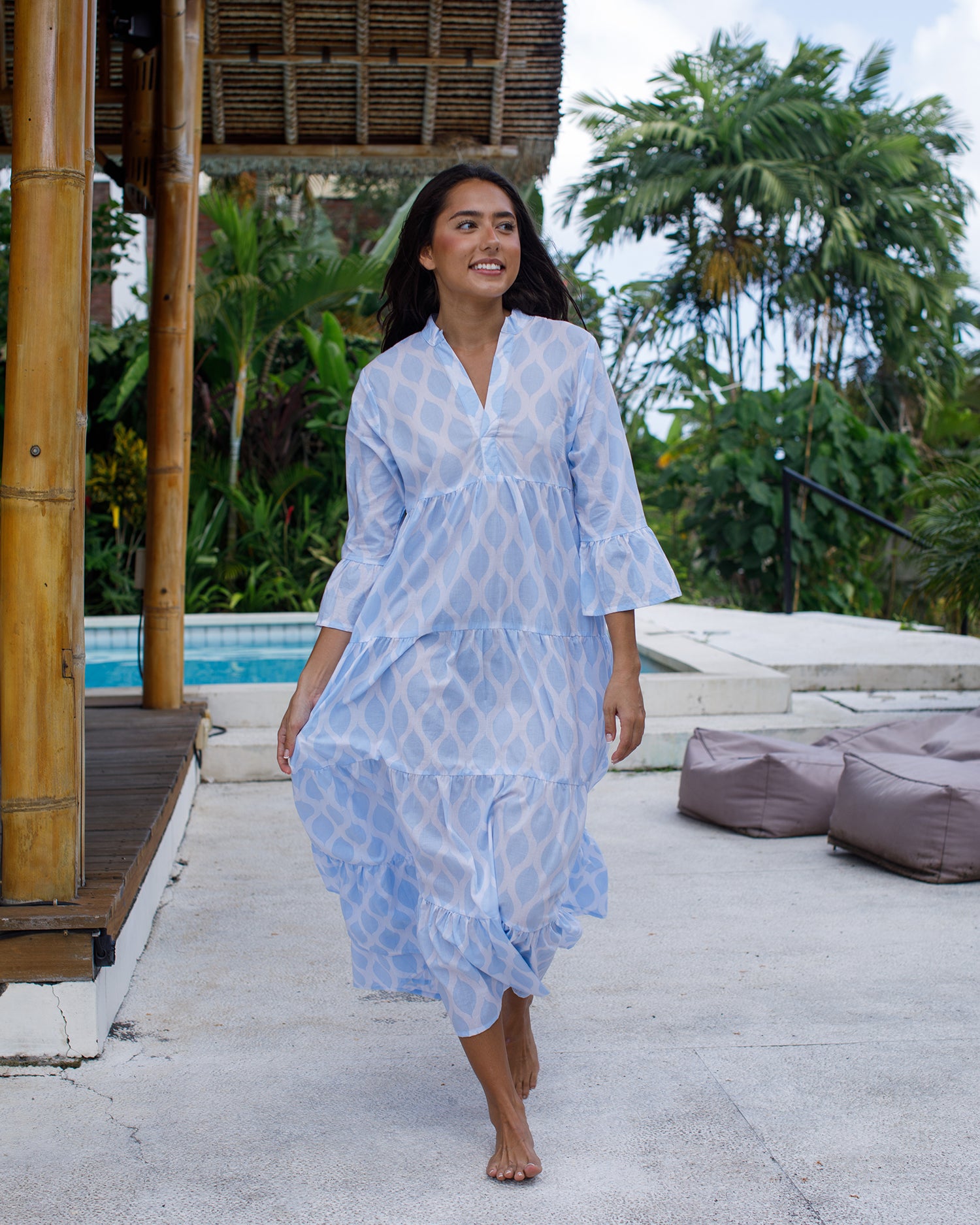 Annika - Alice Blue London Trellis Cotton
