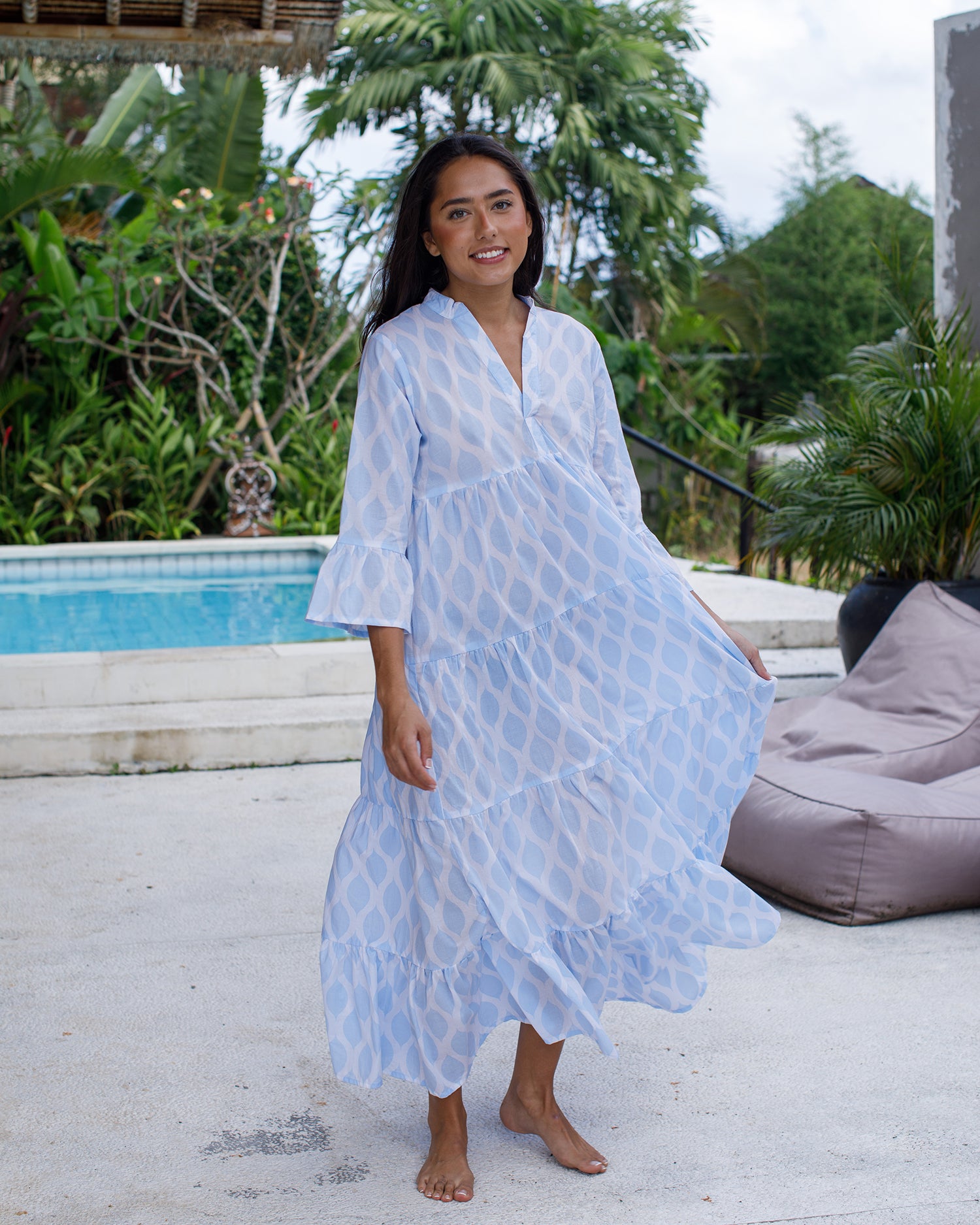 Annika - Alice Blue London Trellis Cotton