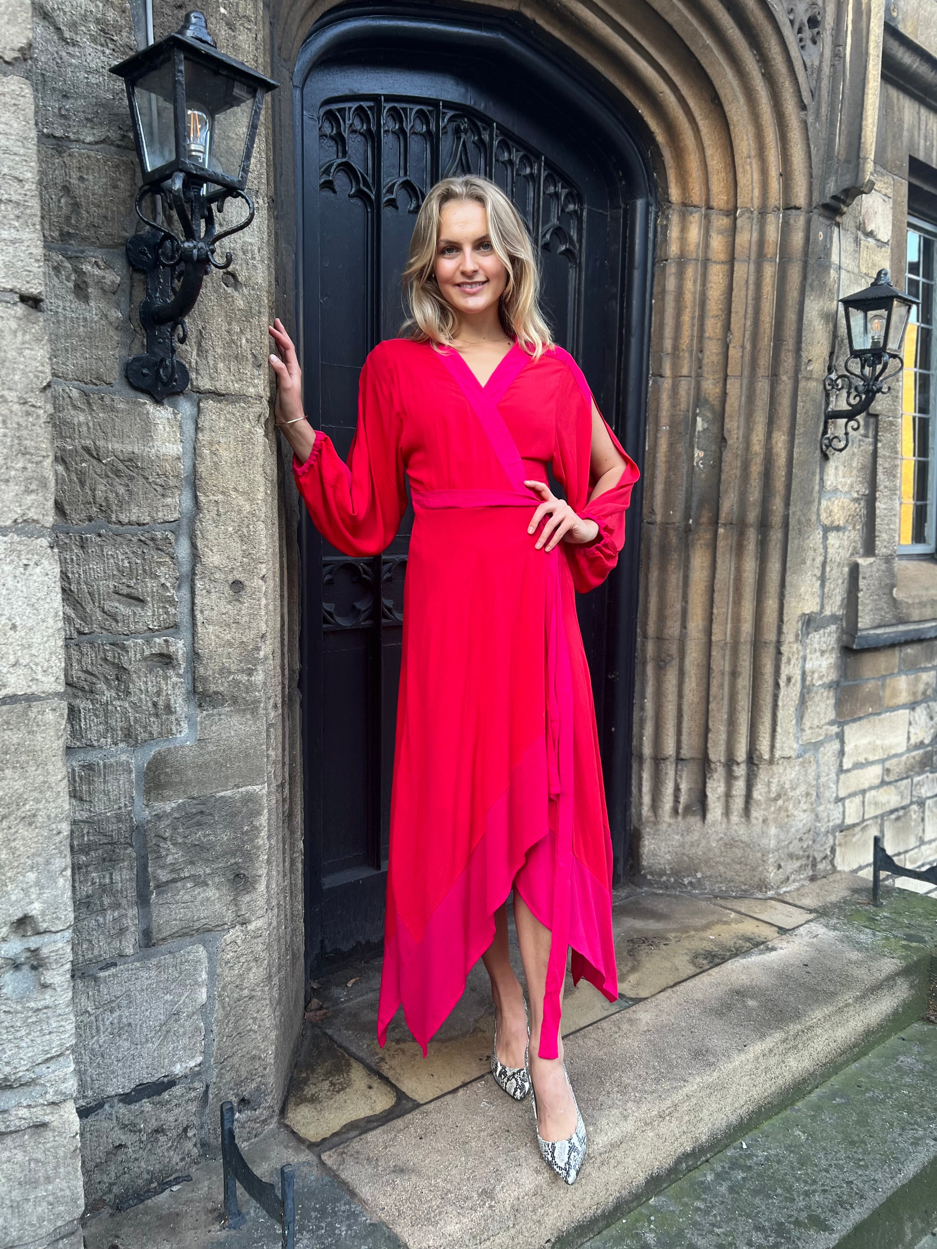 Camilla Dress -Red / Pink Crinkle