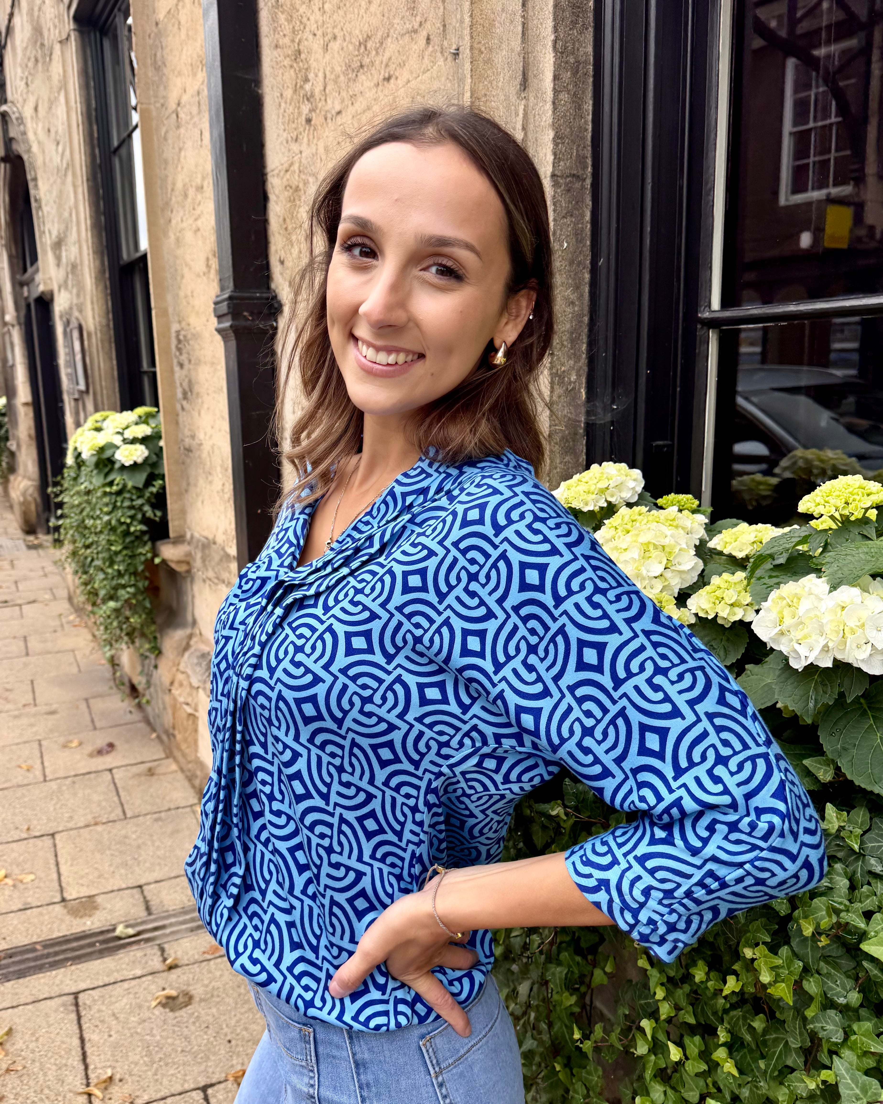 Kate Top - Insignia Blue Maze
