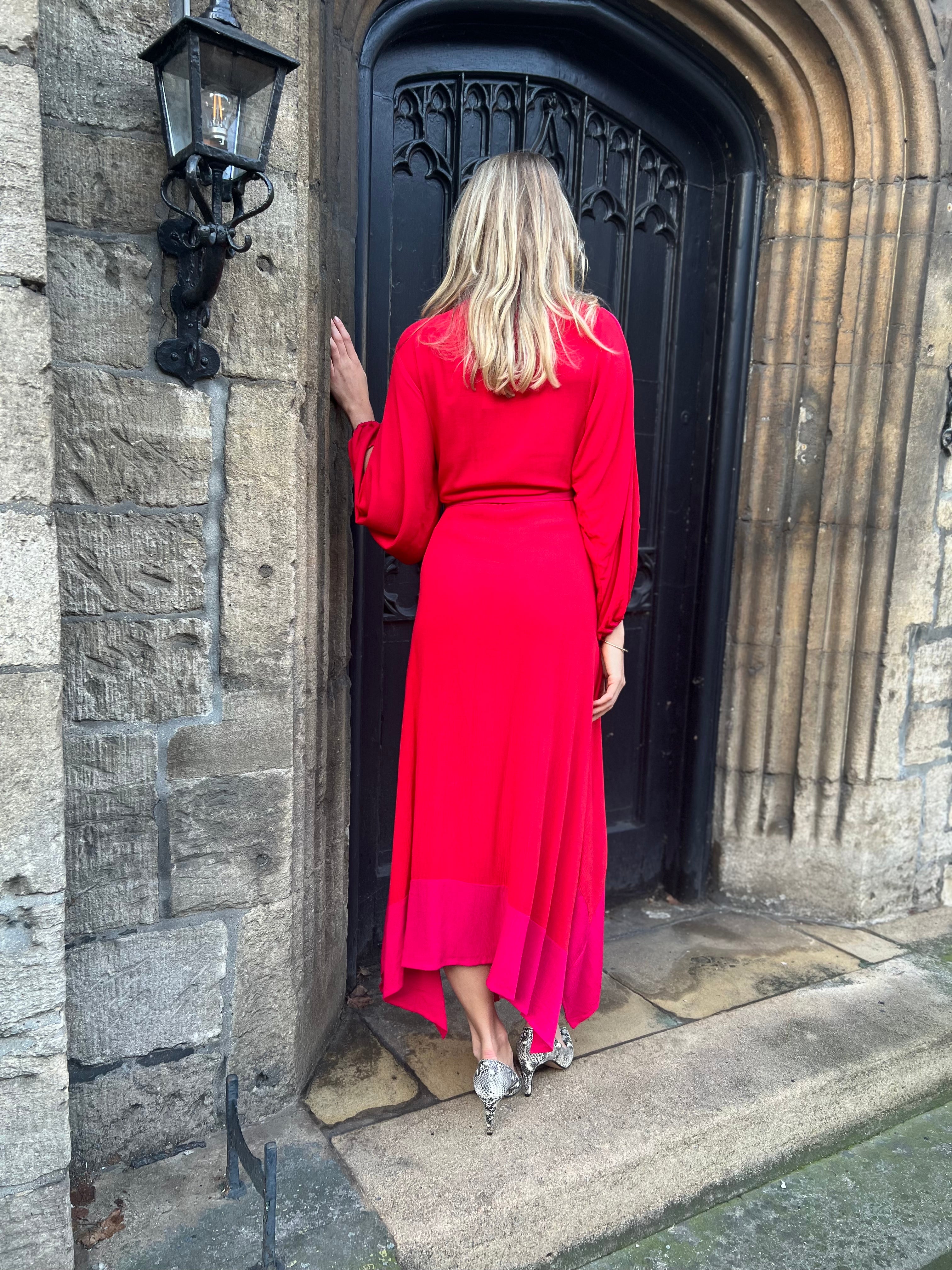 Camilla Dress -Red / Pink Crinkle