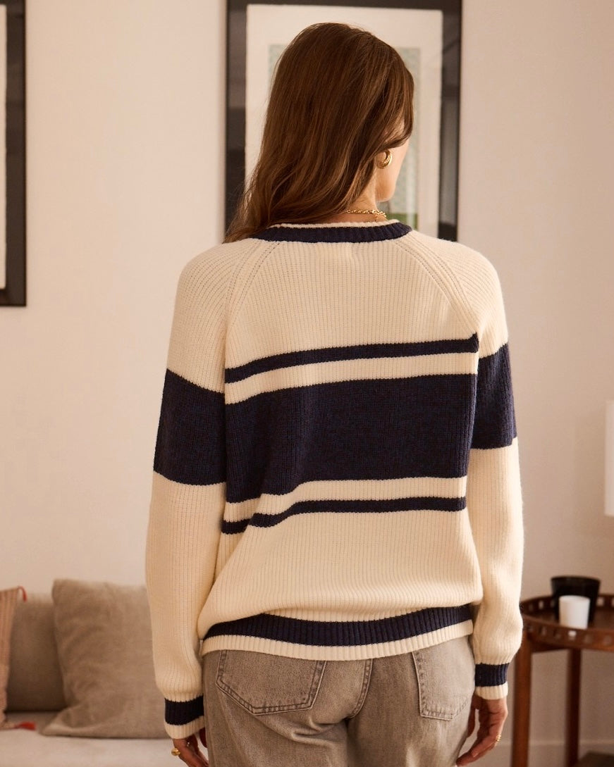Off Piste Knit - Navy Ecru
