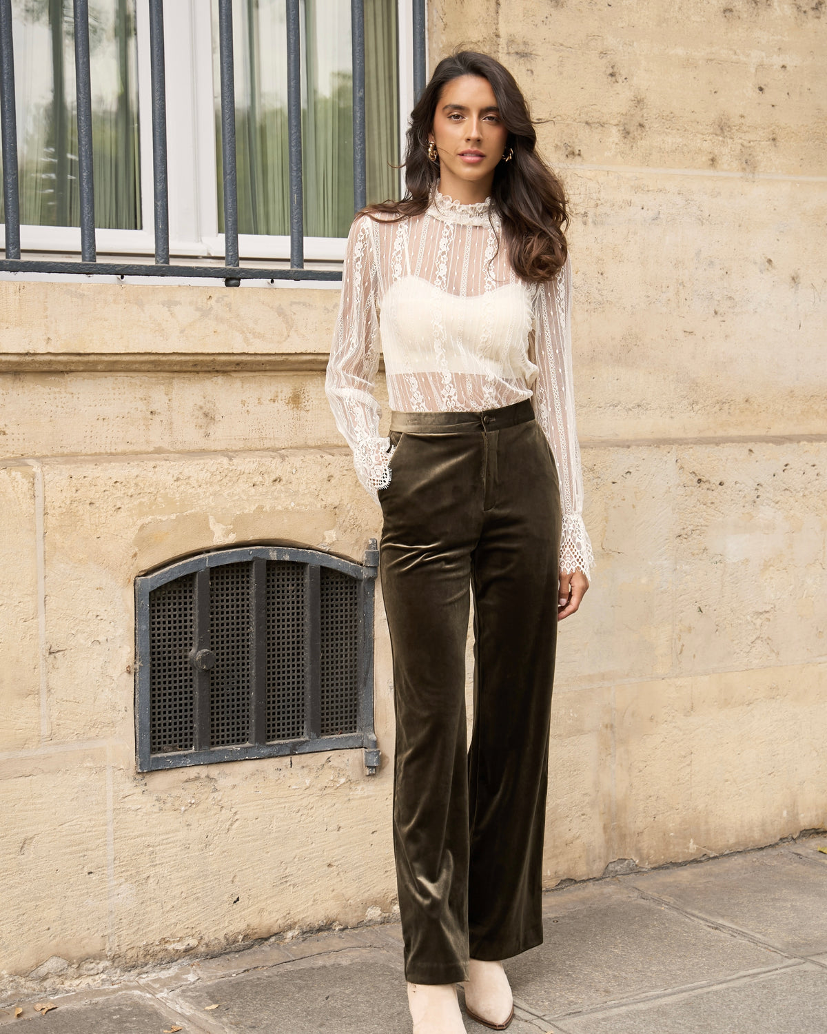 Juliette Velvet Trousers - Khaki Brown