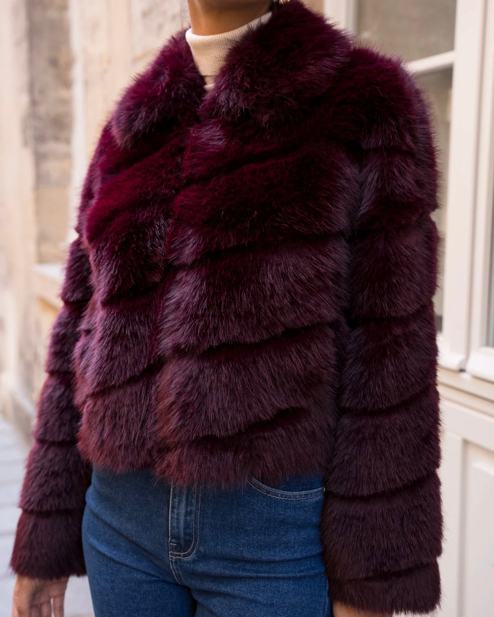 Maribel Faux Fur - Burgundy
