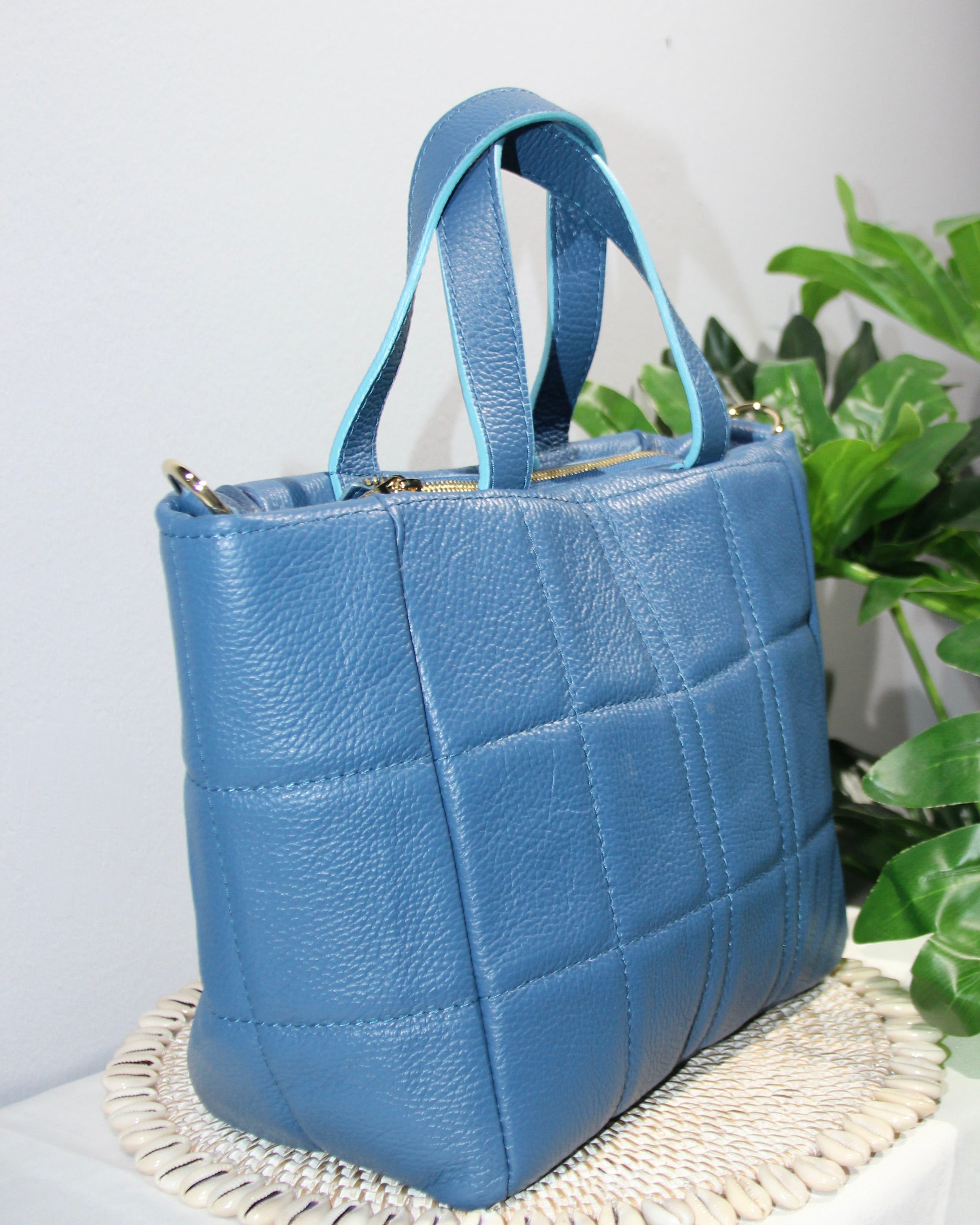 Carolina Quilted Handbag - Denim