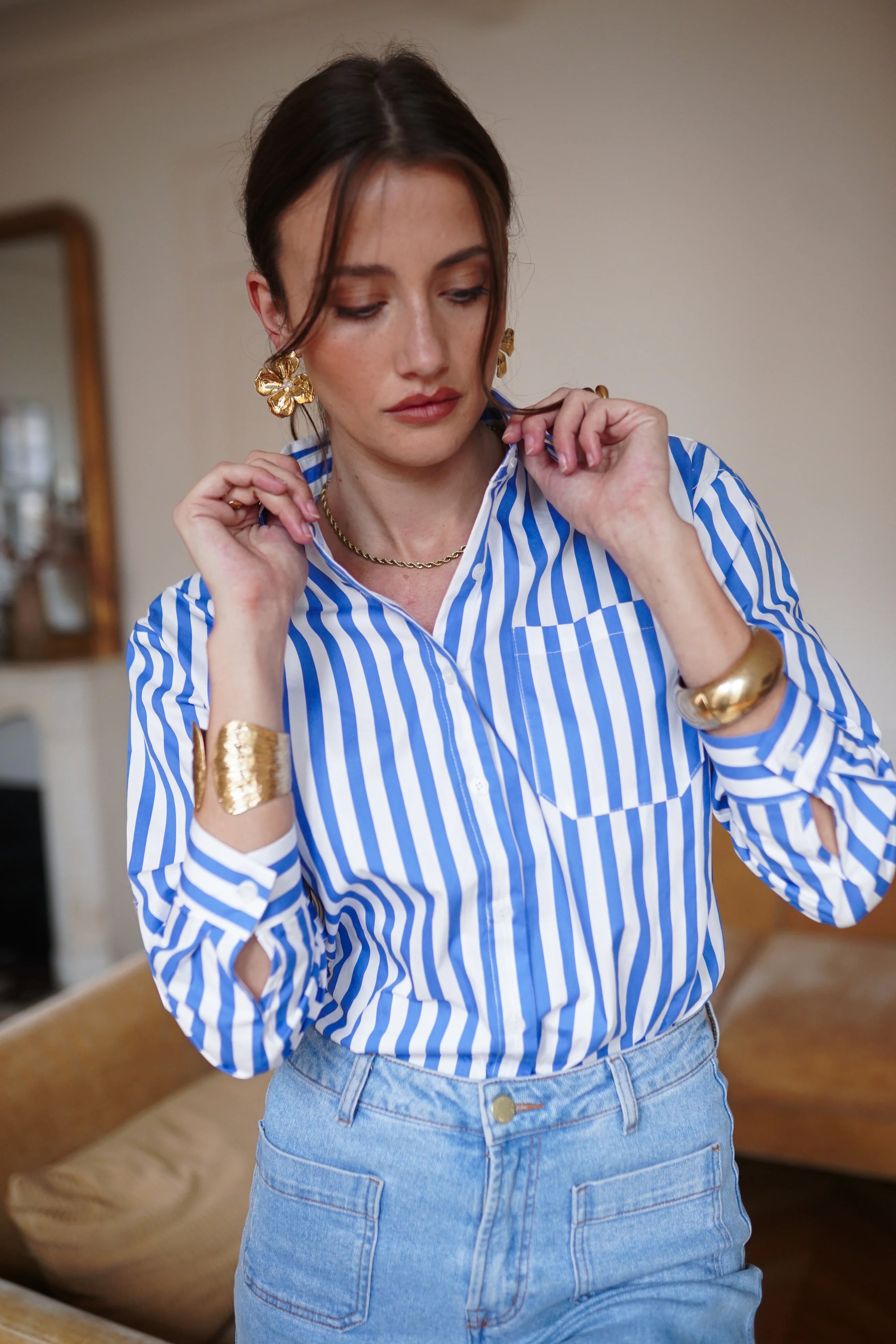 Azure Striped Blouse