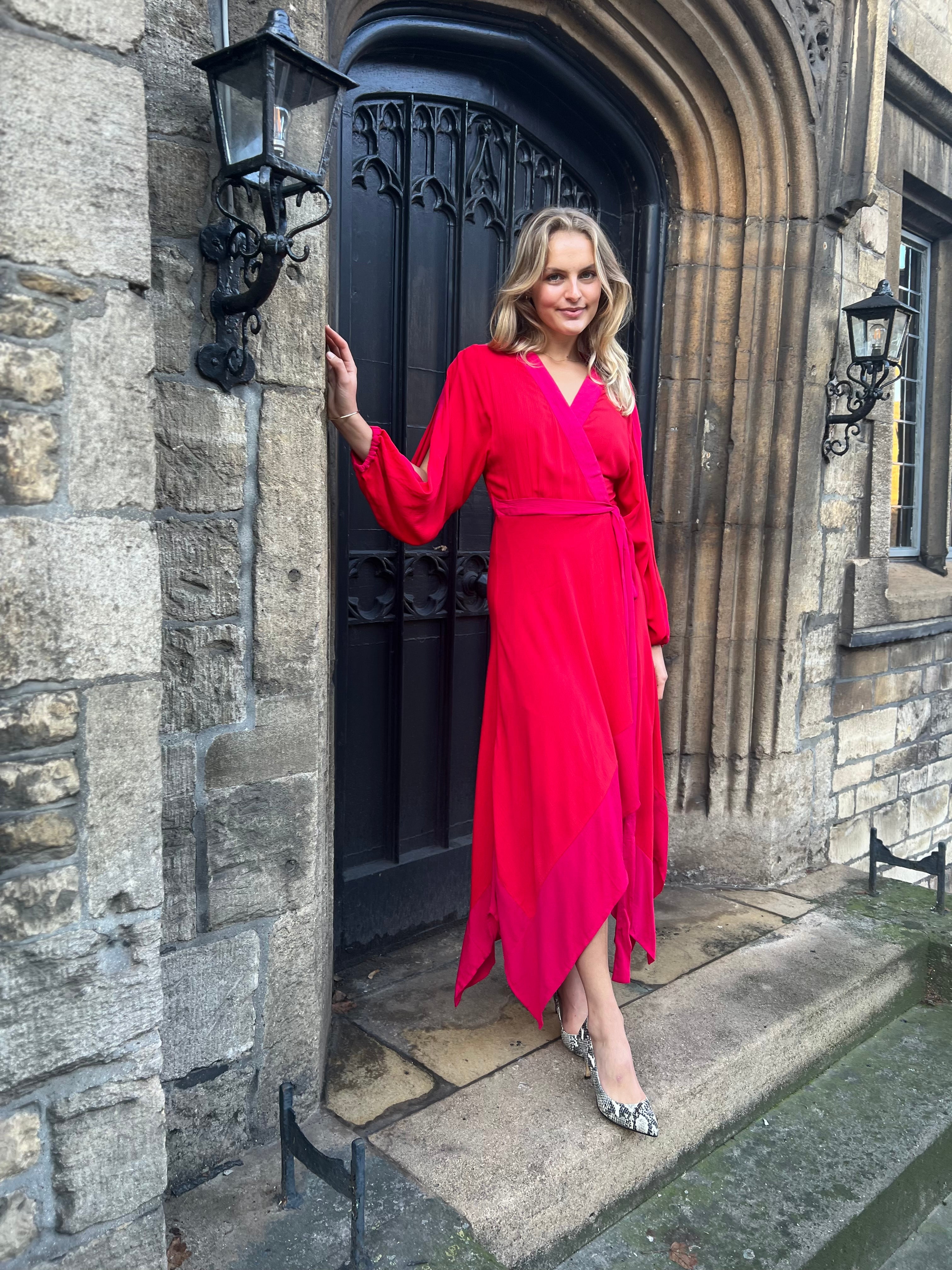 Camilla Dress -Red / Pink Crinkle