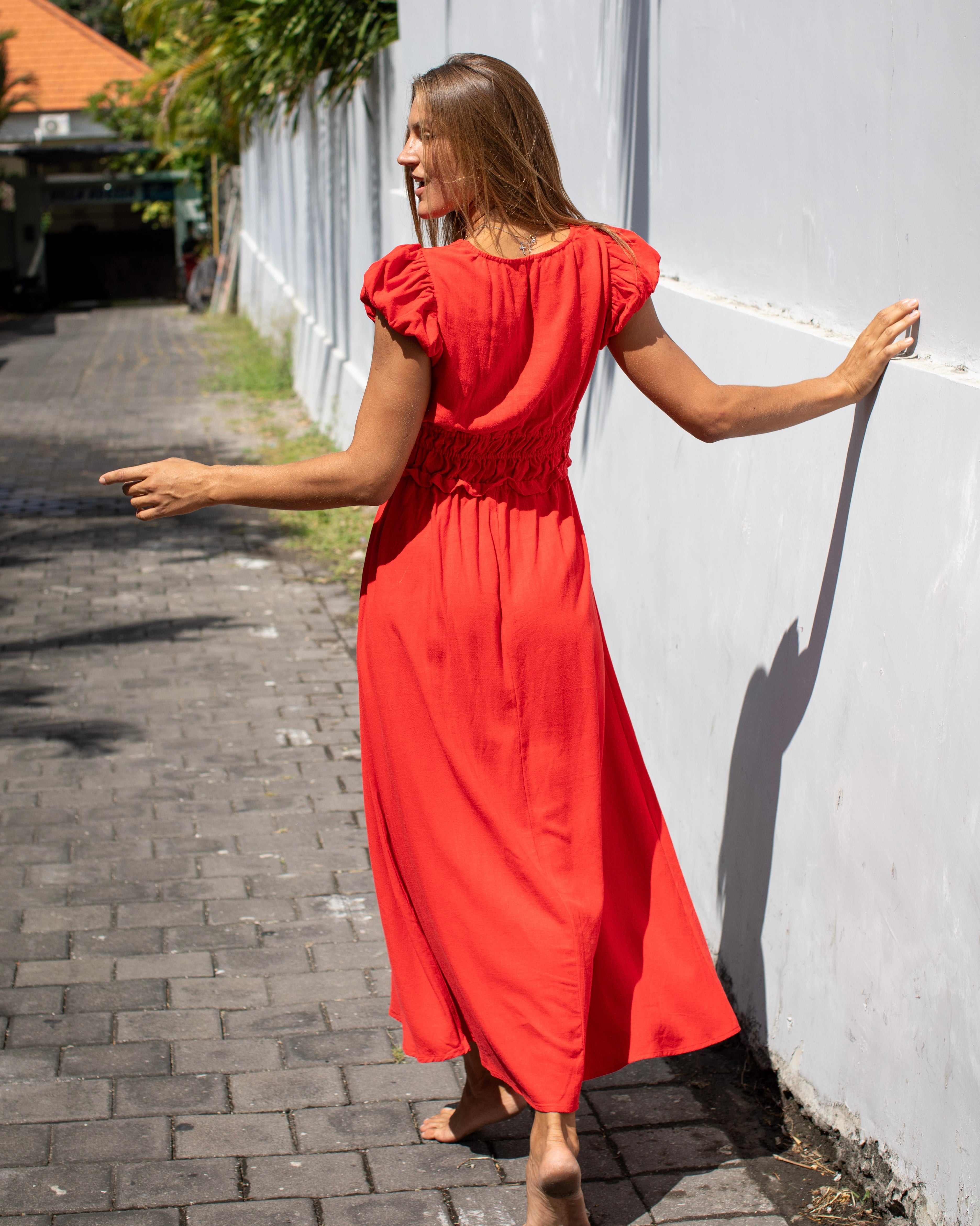 Luz Dress - Mandarin Red