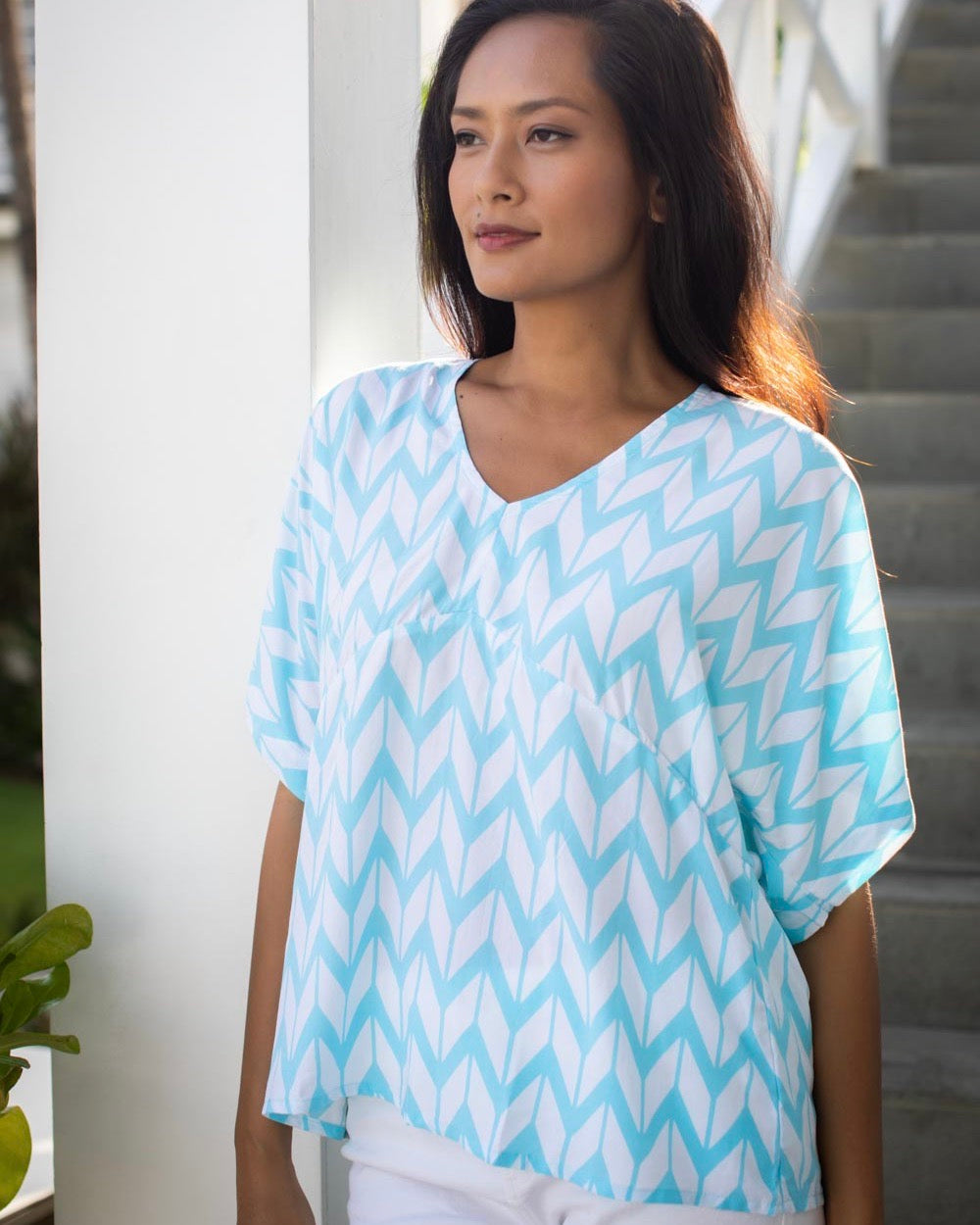 Eta Top - Turquoise Chevron
