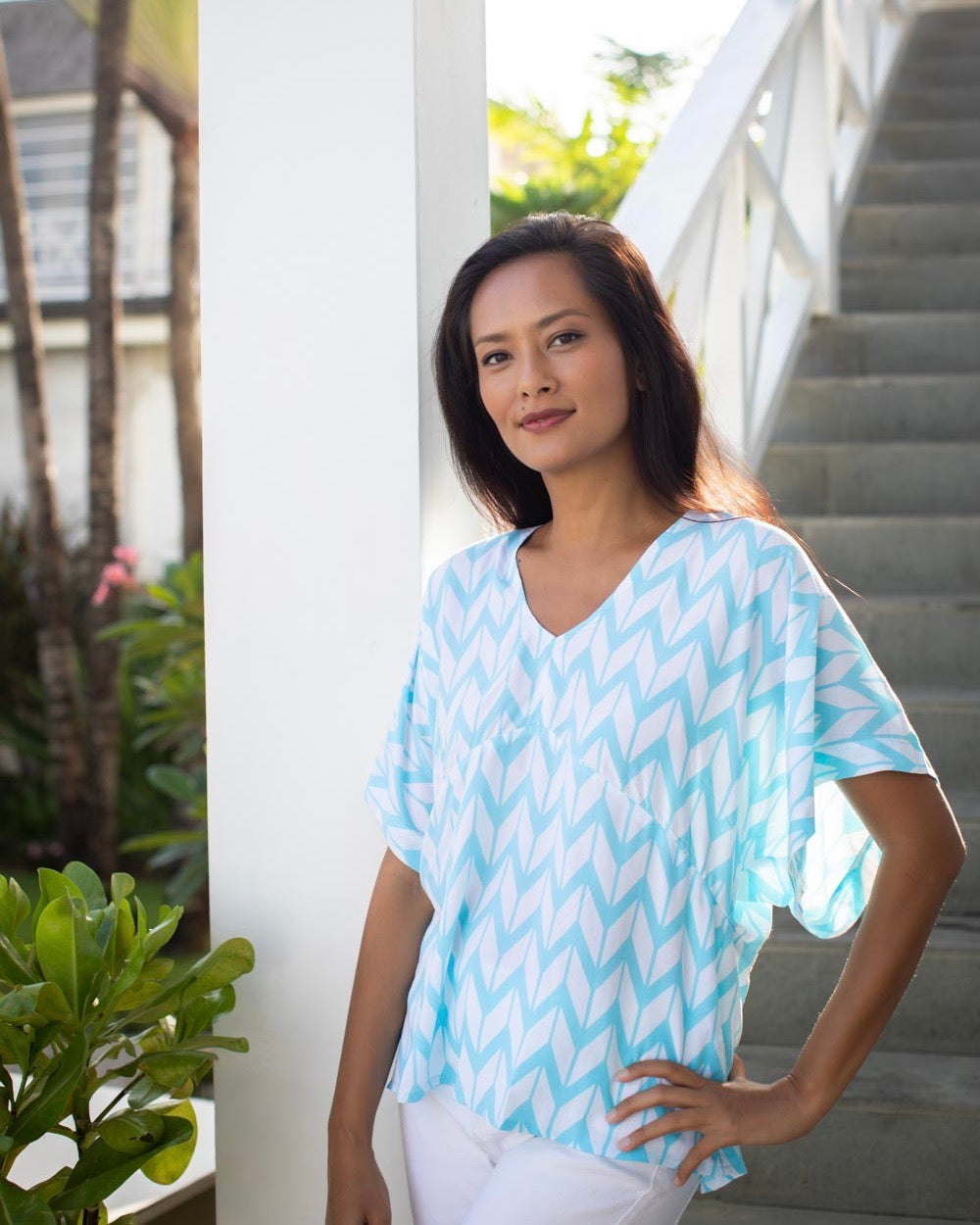 Eta Top - Turquoise Chevron