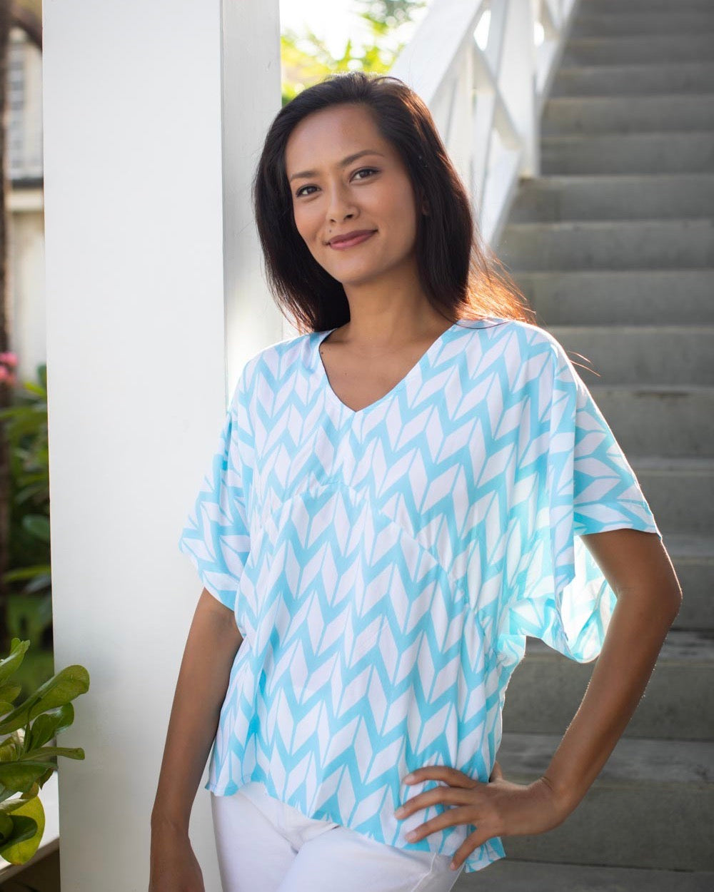 Eta Top - Turquoise Chevron